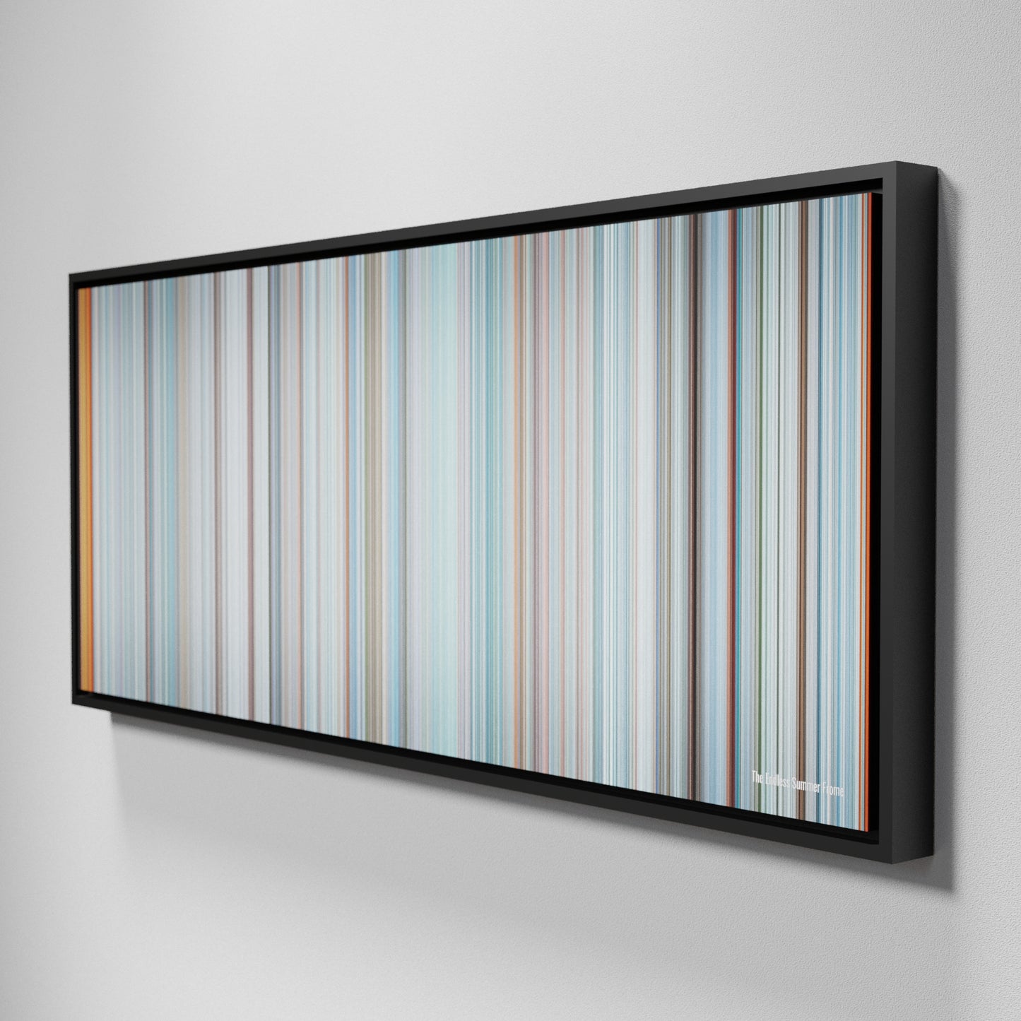 Side view of Framed Buff's of The Endless Summer Frome on the wall