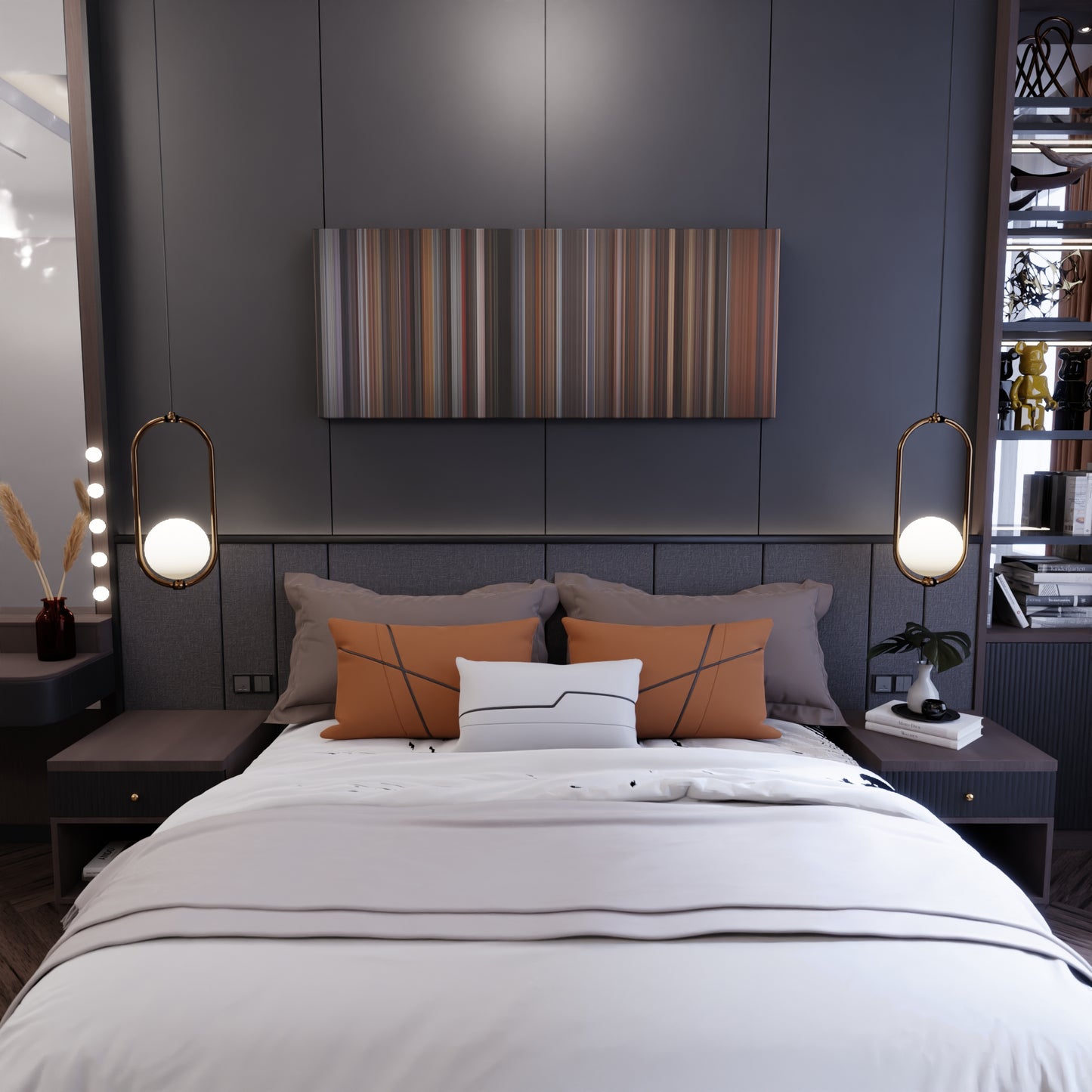 Bedroom interior with The Hurricane Frome on the wall