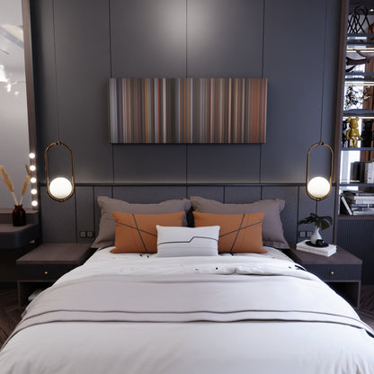 Bedroom interior with The Hurricane Frome on the wall