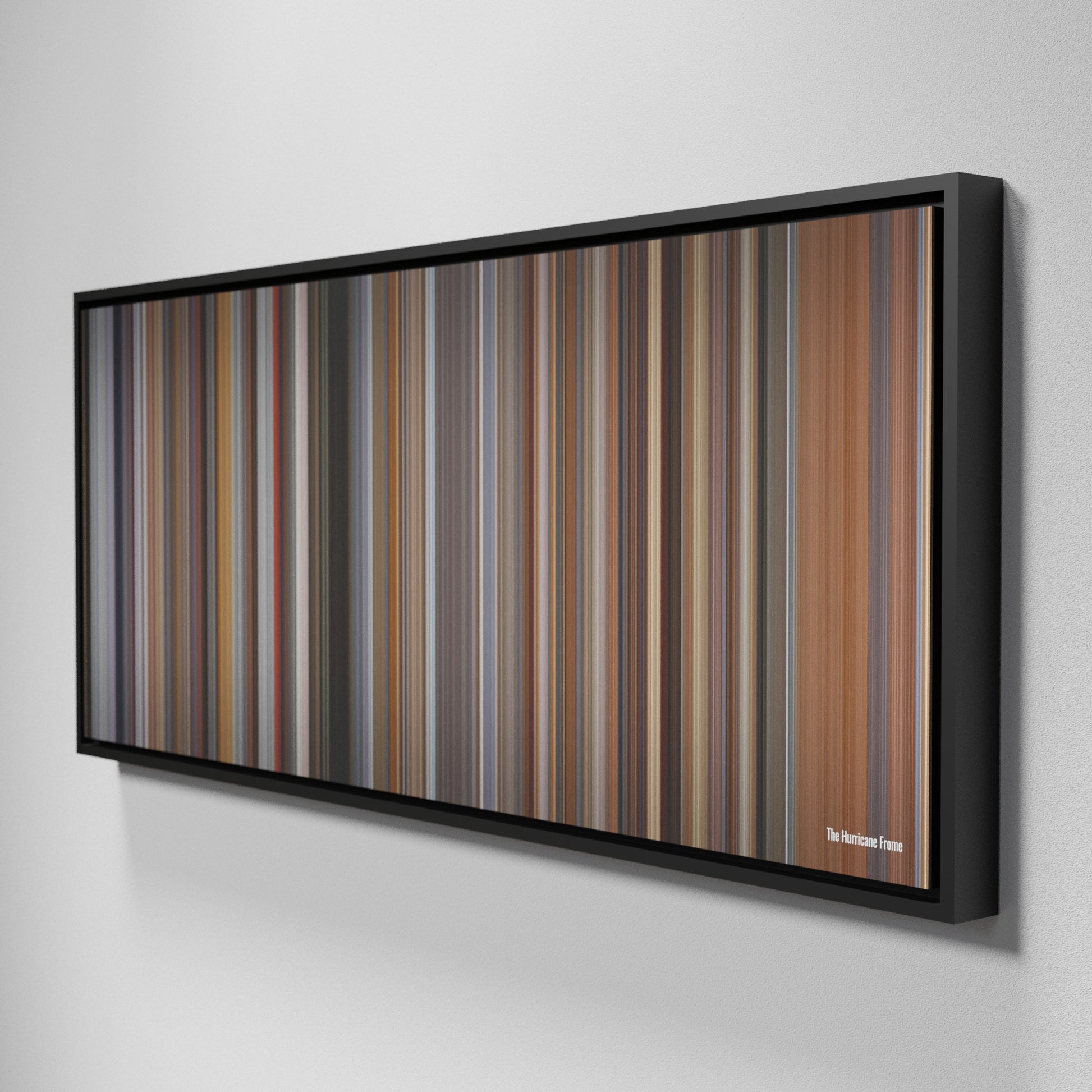 Side view of Framed Buff's of The Hurricane Frome on the wall