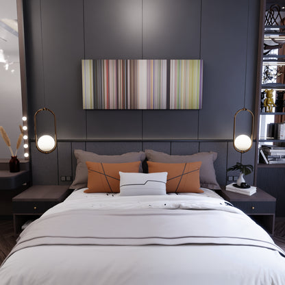 Bedroom interior with Yellow Submarine Frome on the wall