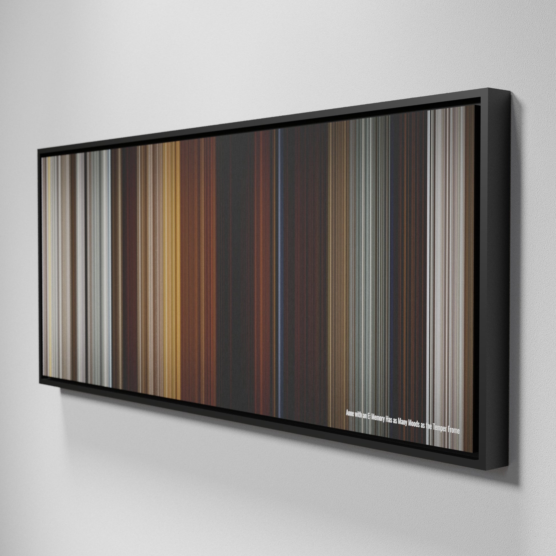 Side view of Framed Buff's of Anne with an E: Memory Has as Many Moods as the Temper Frome on the wall