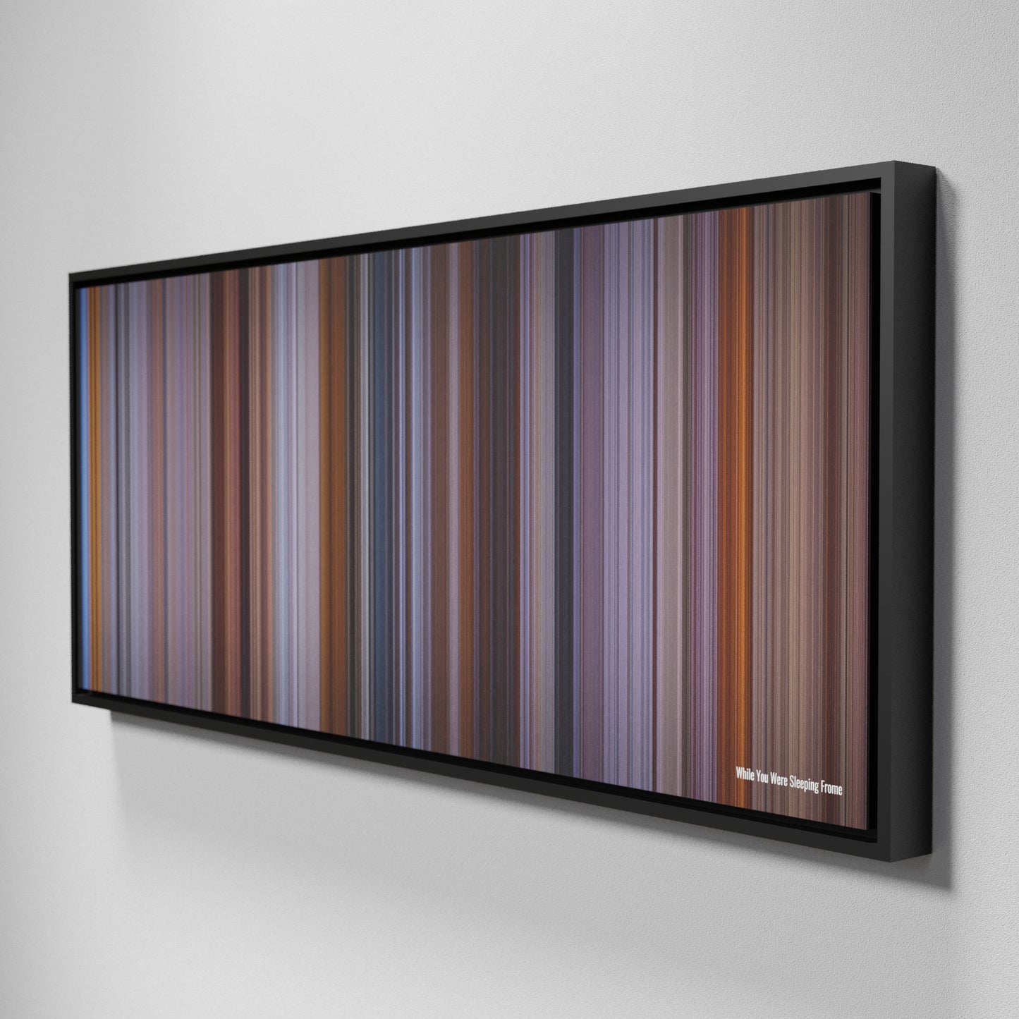 Side view of Framed Buff's of While You Were Sleeping Frome on the wall