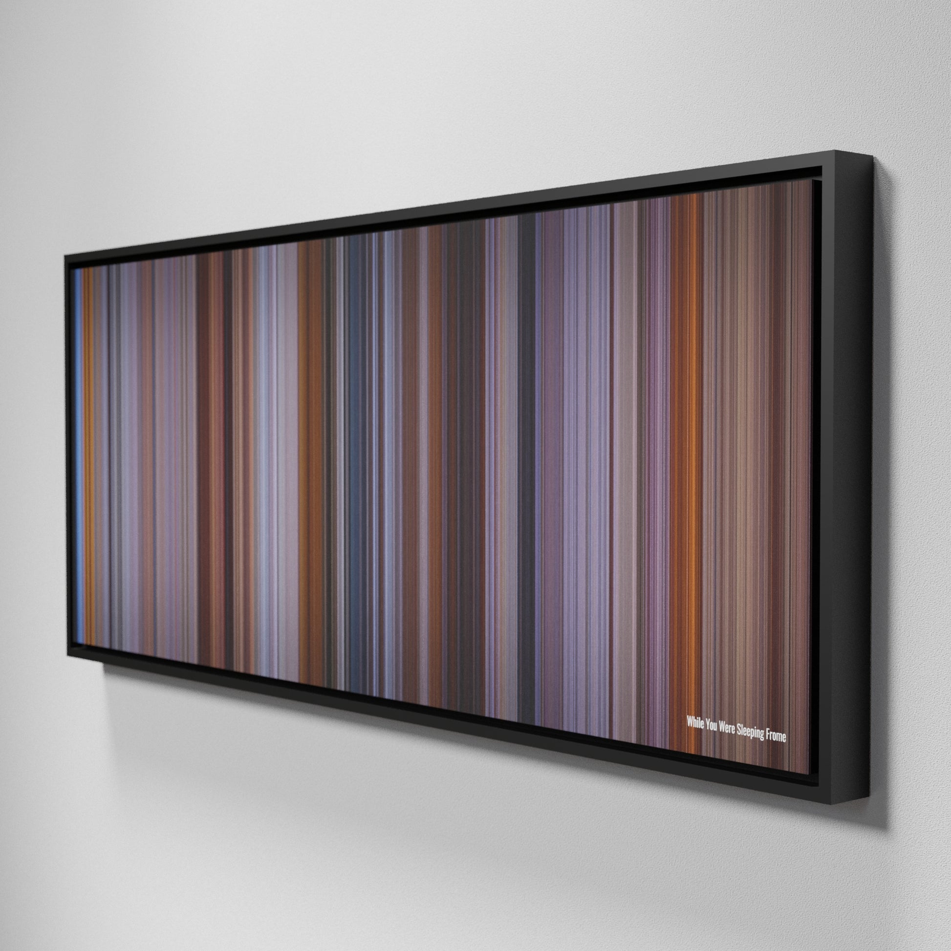 Side view of Framed Buff's of While You Were Sleeping Frome on the wall