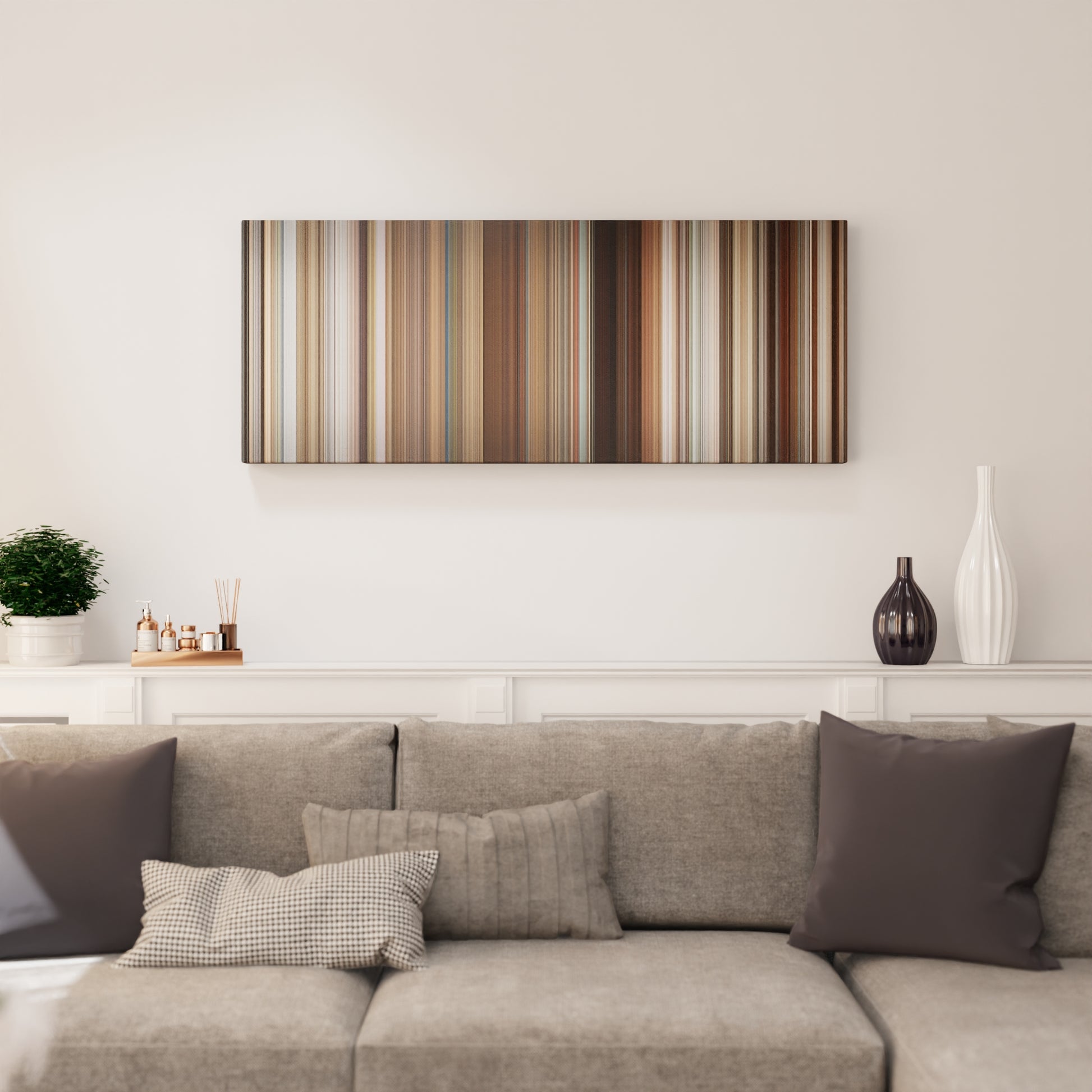 Living room interior with Stranger Than Fiction Frome on the wall