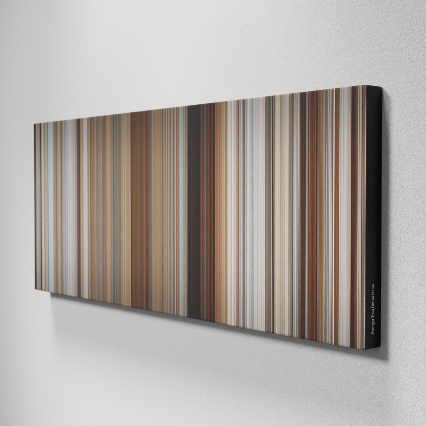 Side view of Buff's of Stranger Than Fiction Frome on the wall