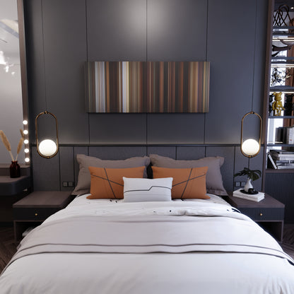 Bedroom interior with The O.C.: Pilot Frome on the wall