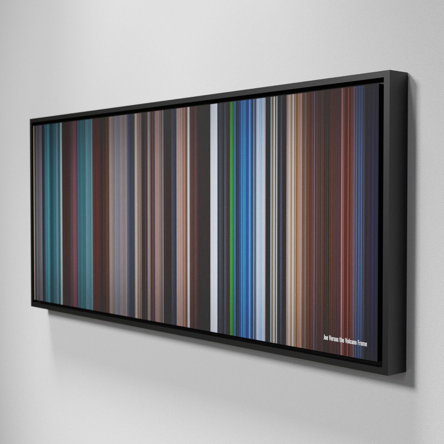 Side view of Framed Buff's of Joe Versus the Volcano Frome on the wall