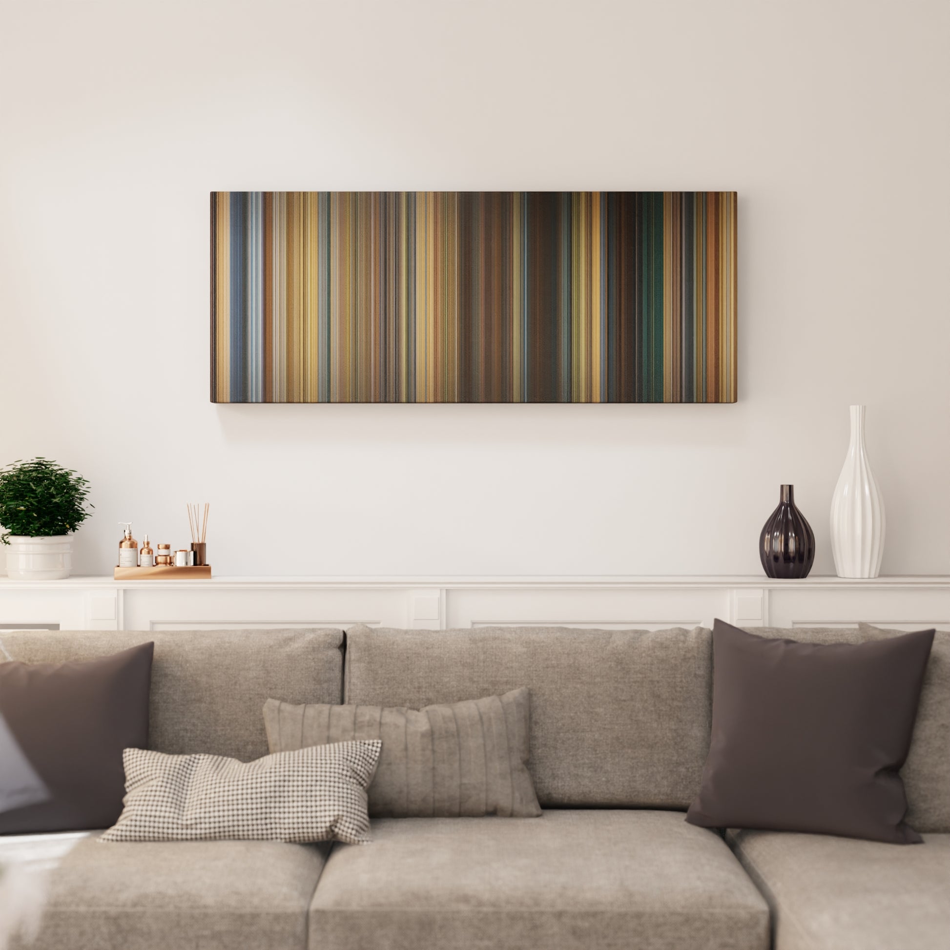 Living room interior with A Good Year Frome on the wall