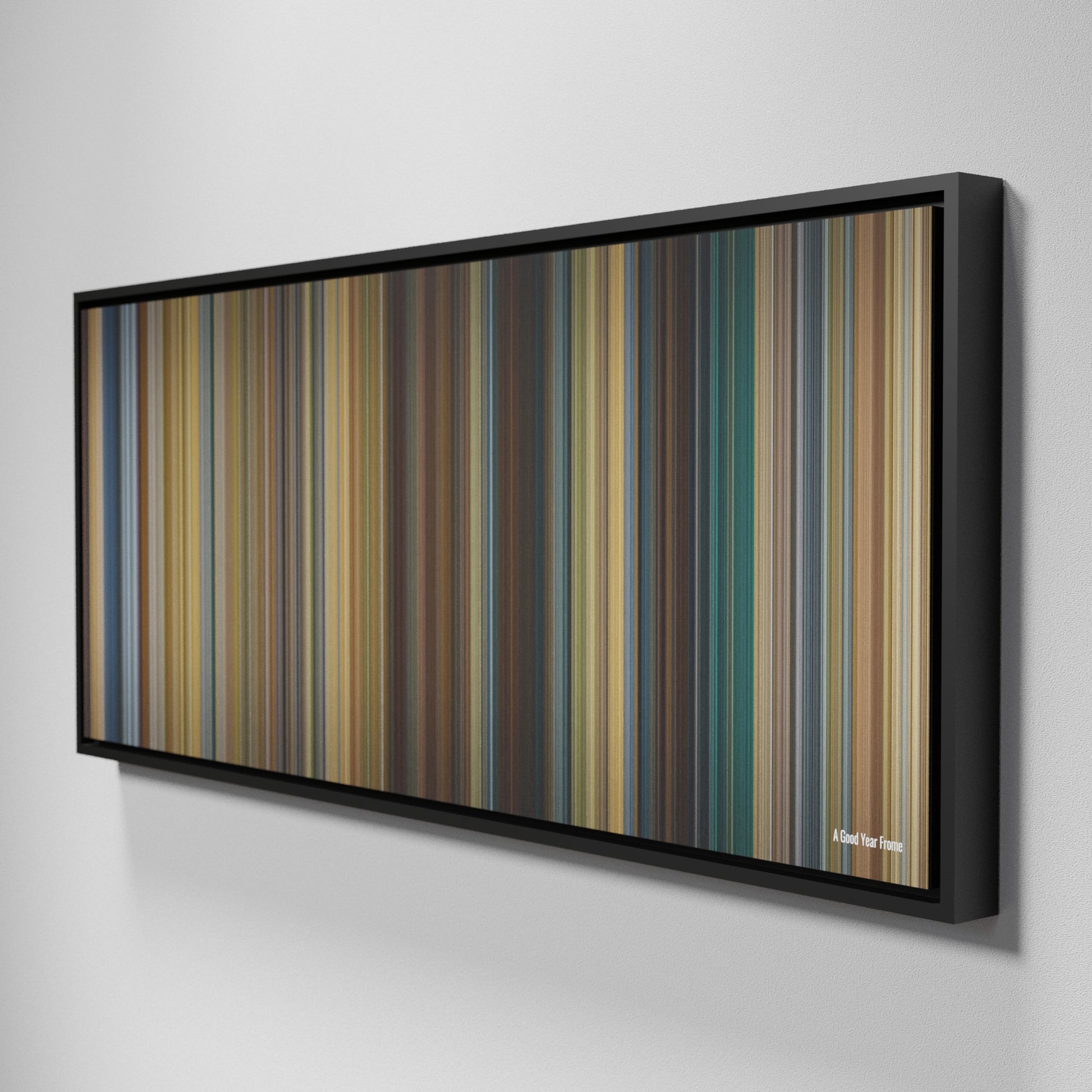 Side view of Framed Buff's of A Good Year Frome on the wall