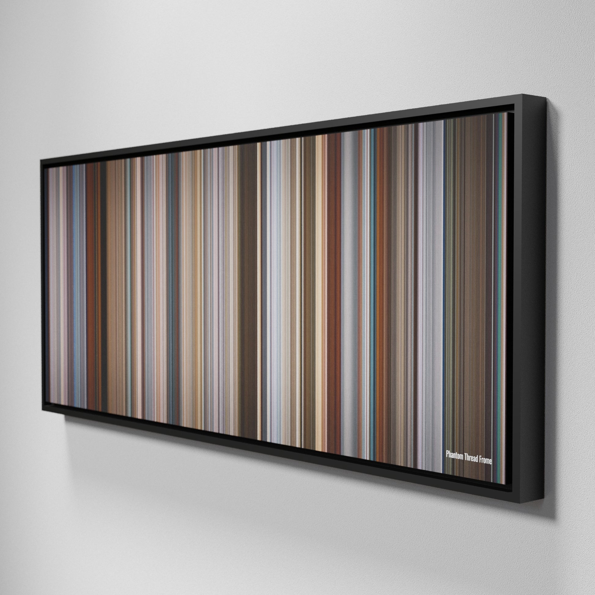 Side view of Framed Buff's of Phantom Thread Frome on the wall