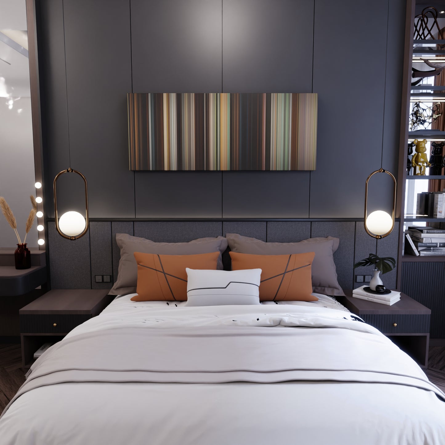 Bedroom interior with Crazy, Stupid, Love Frome on the wall