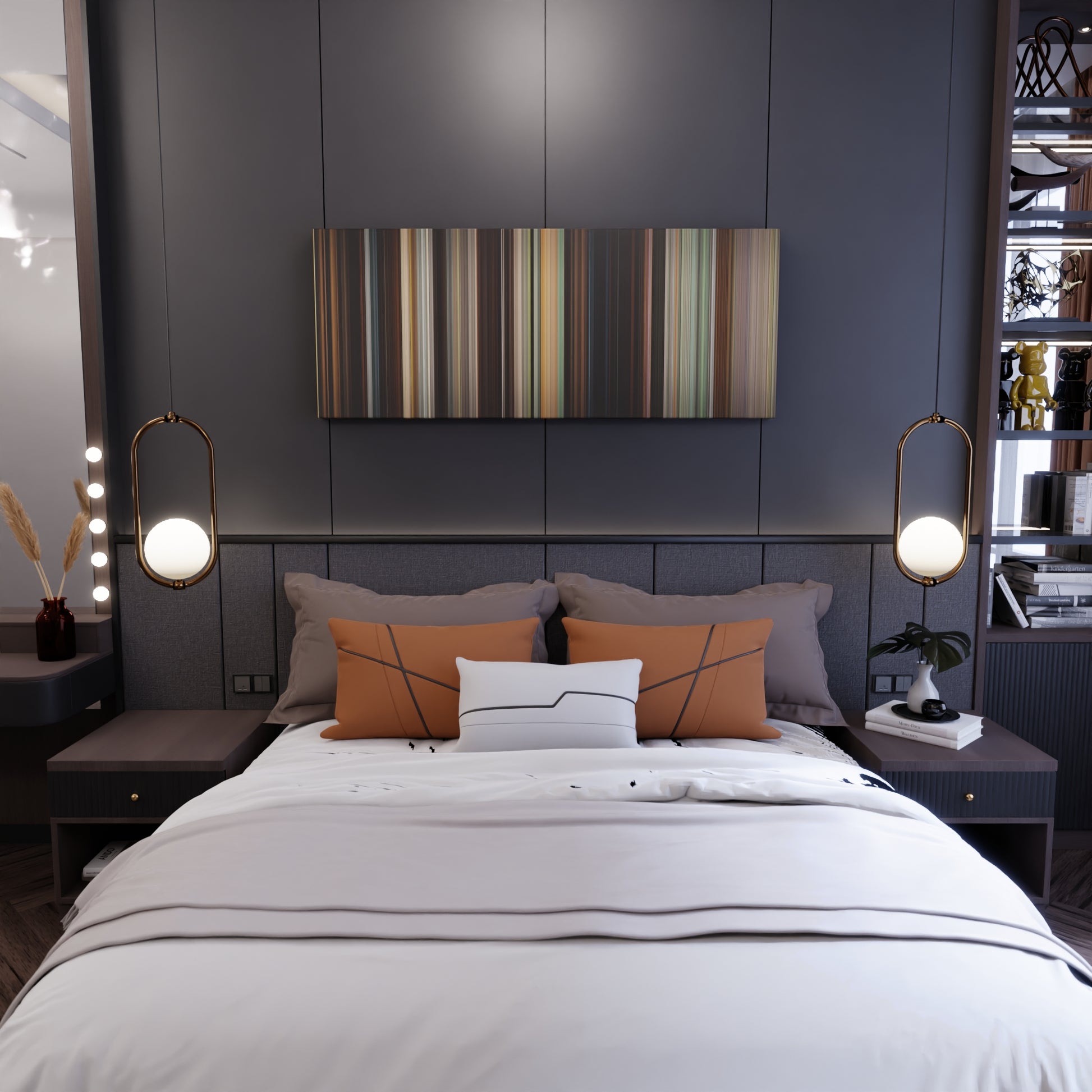 Bedroom interior with Crazy, Stupid, Love Frome on the wall