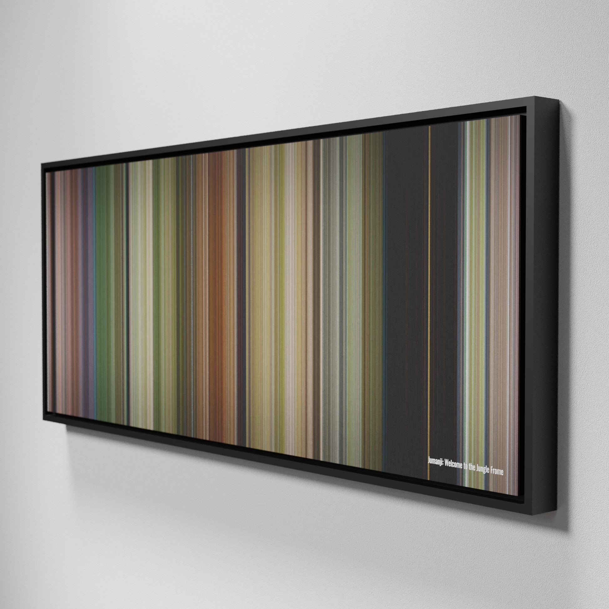 Side view of Framed Buff's of Jumanji: Welcome to the Jungle Frome on the wall