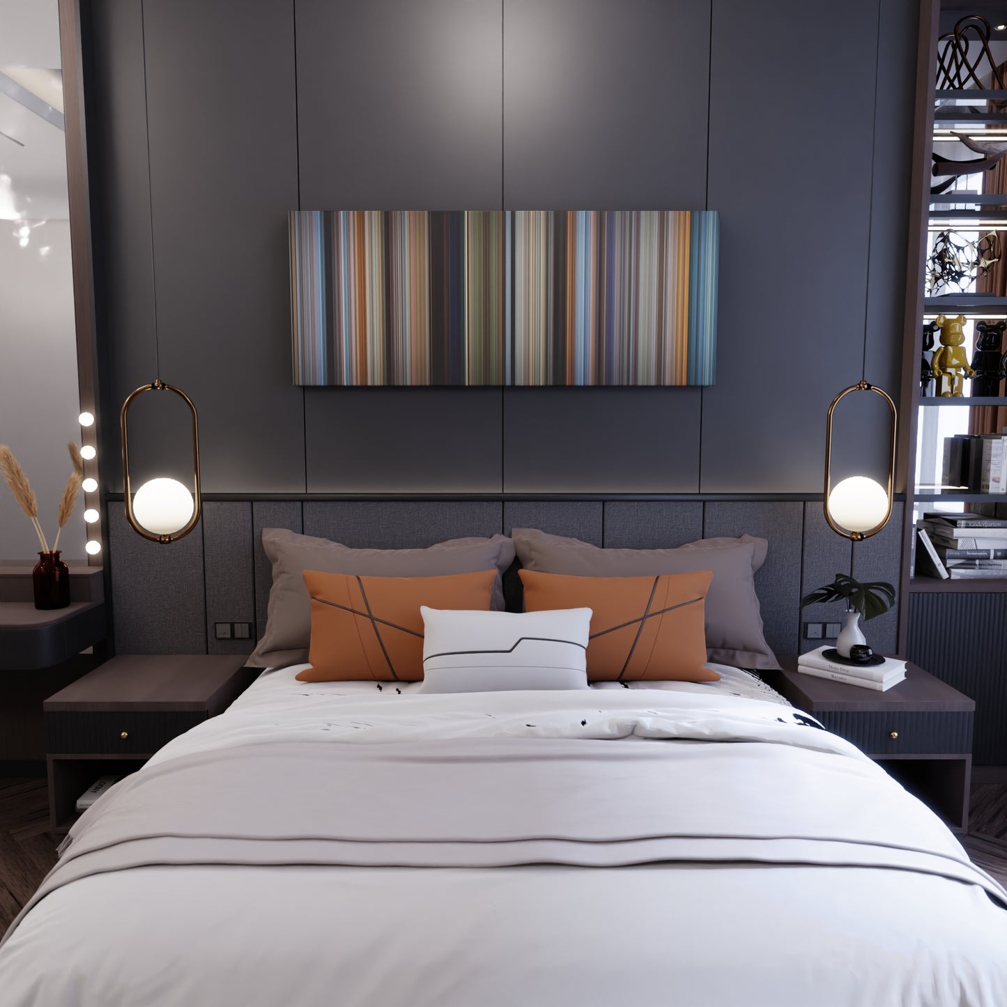 Bedroom interior with Point Break Frome on the wall