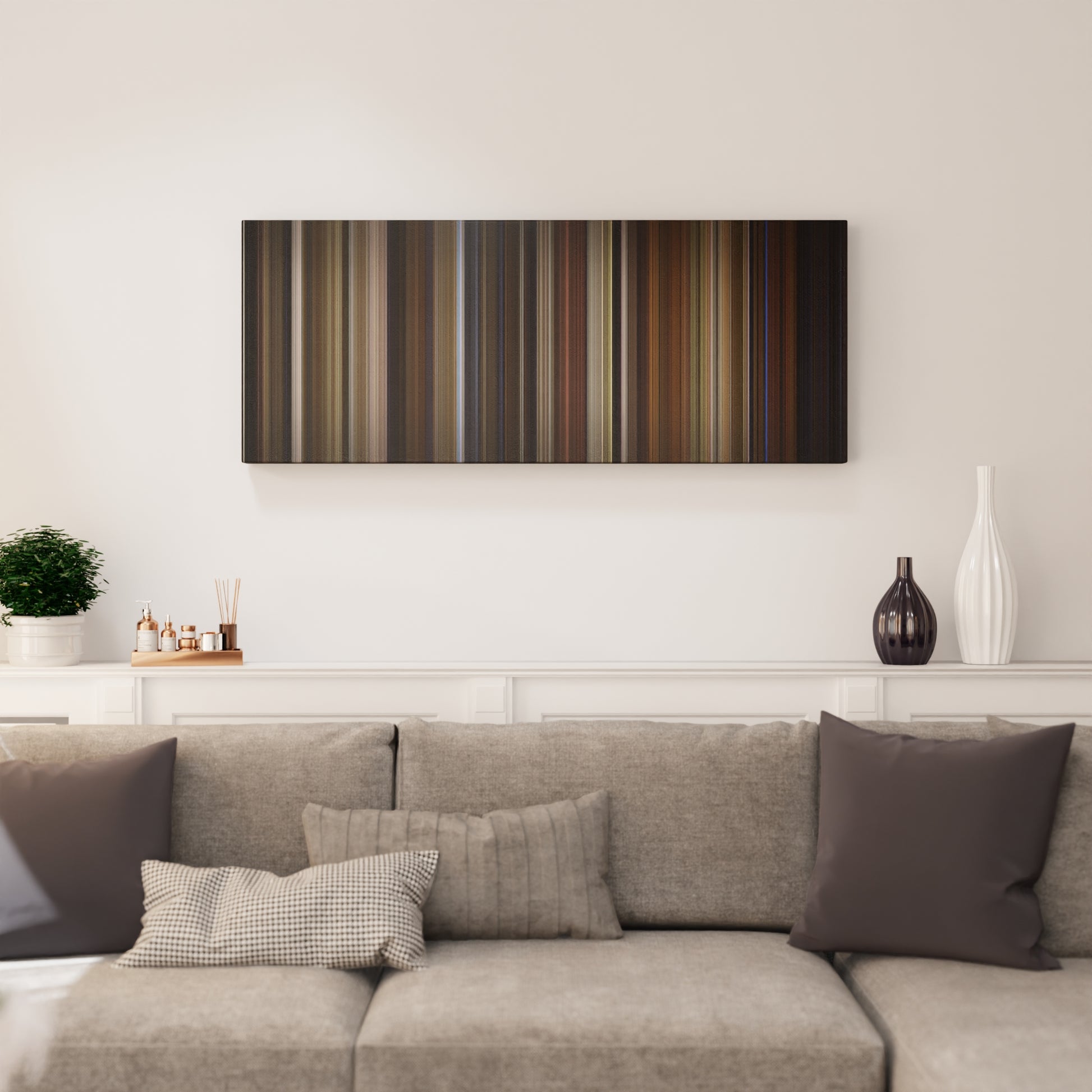 Living room interior with So I Married an Axe Murderer Frome on the wall