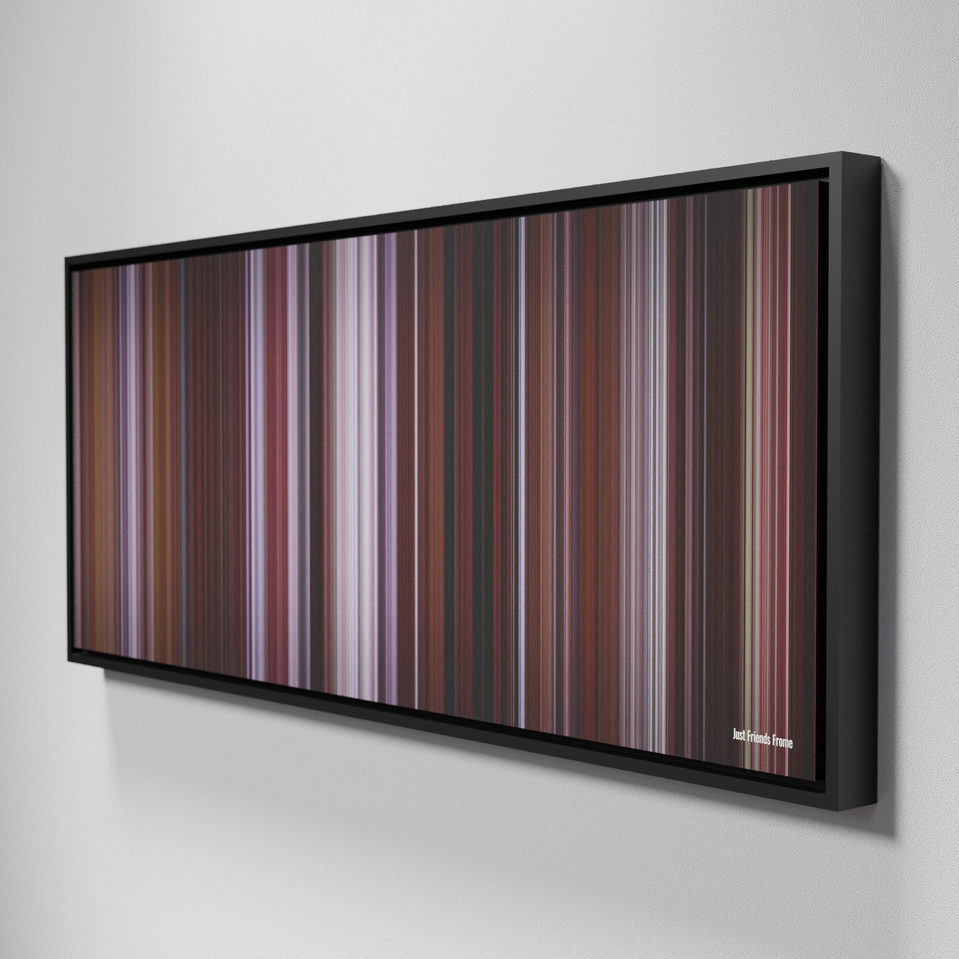 Side view of Framed Buff's of Just Friends Frome on the wall