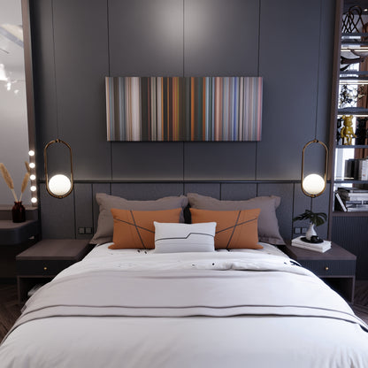 Bedroom interior with Spider-Man: Far from Home Frome on the wall