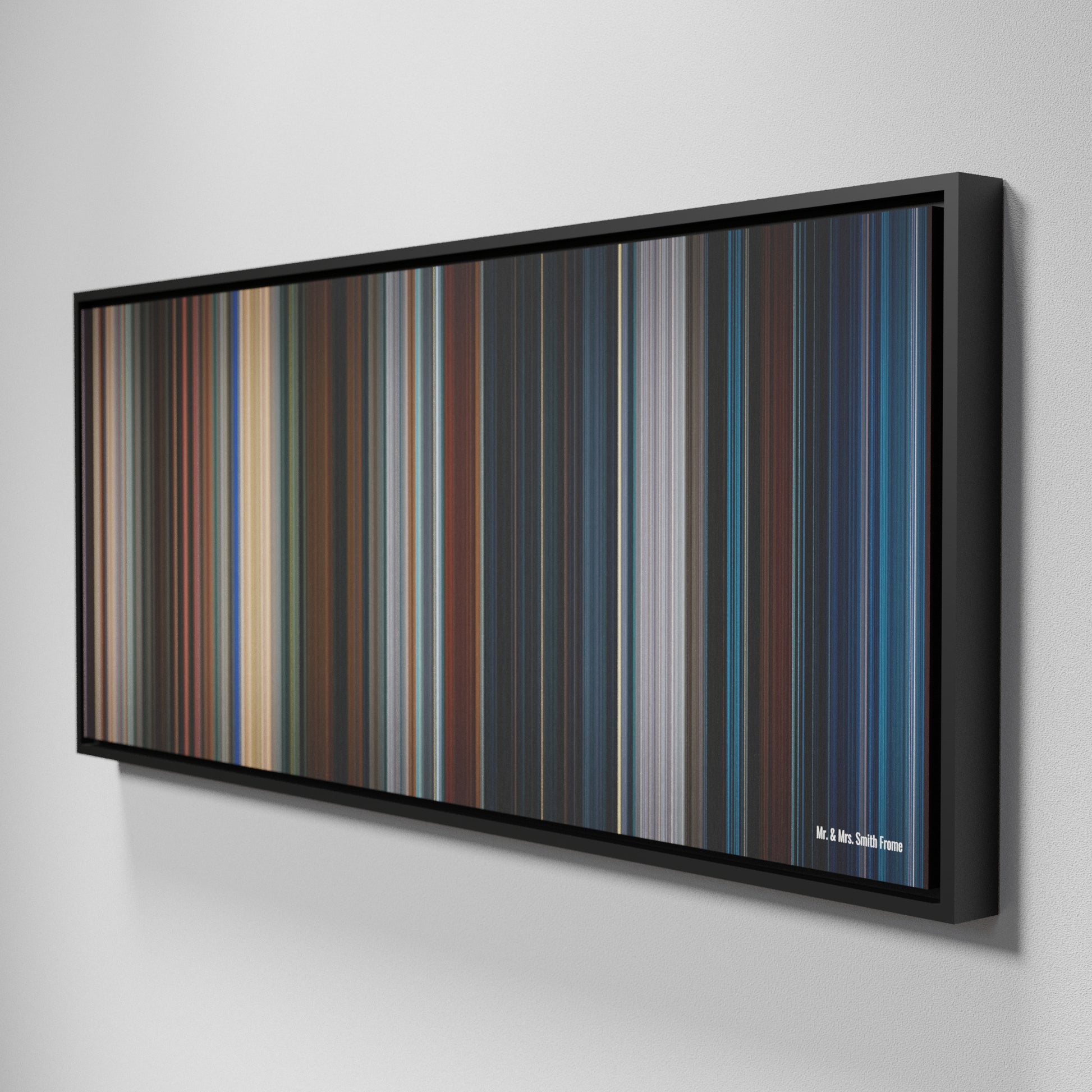 Side view of Framed Buff's of Mr. & Mrs. Smith Frome on the wall