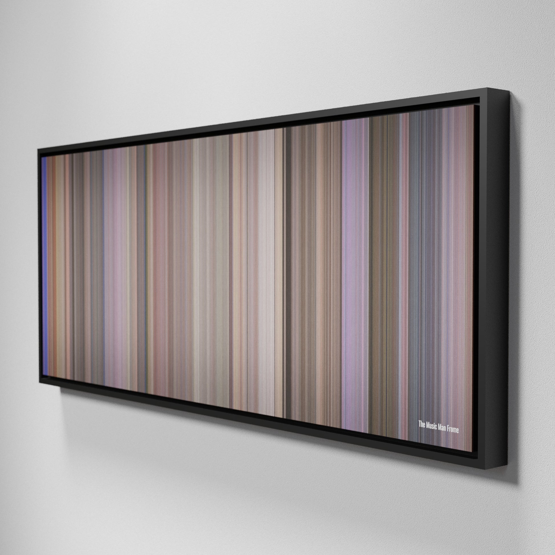 Side view of Framed Buff's of The Music Man Frome on the wall