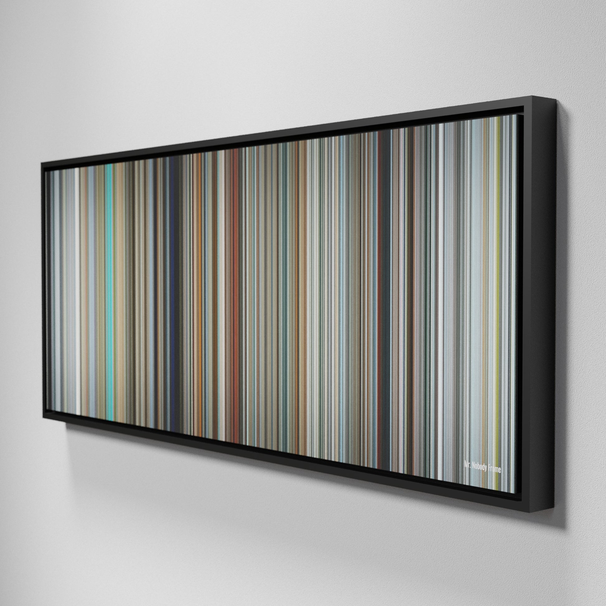 Side view of Framed Buff's of Mr. Nobody Frome on the wall