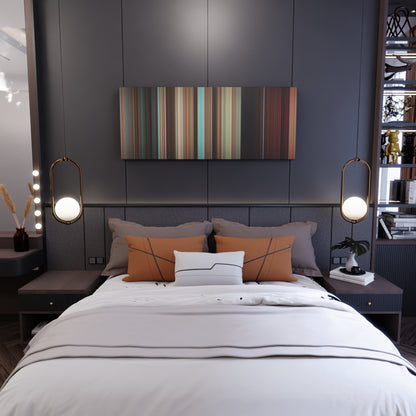 Bedroom interior with Couples Retreat Frome on the wall