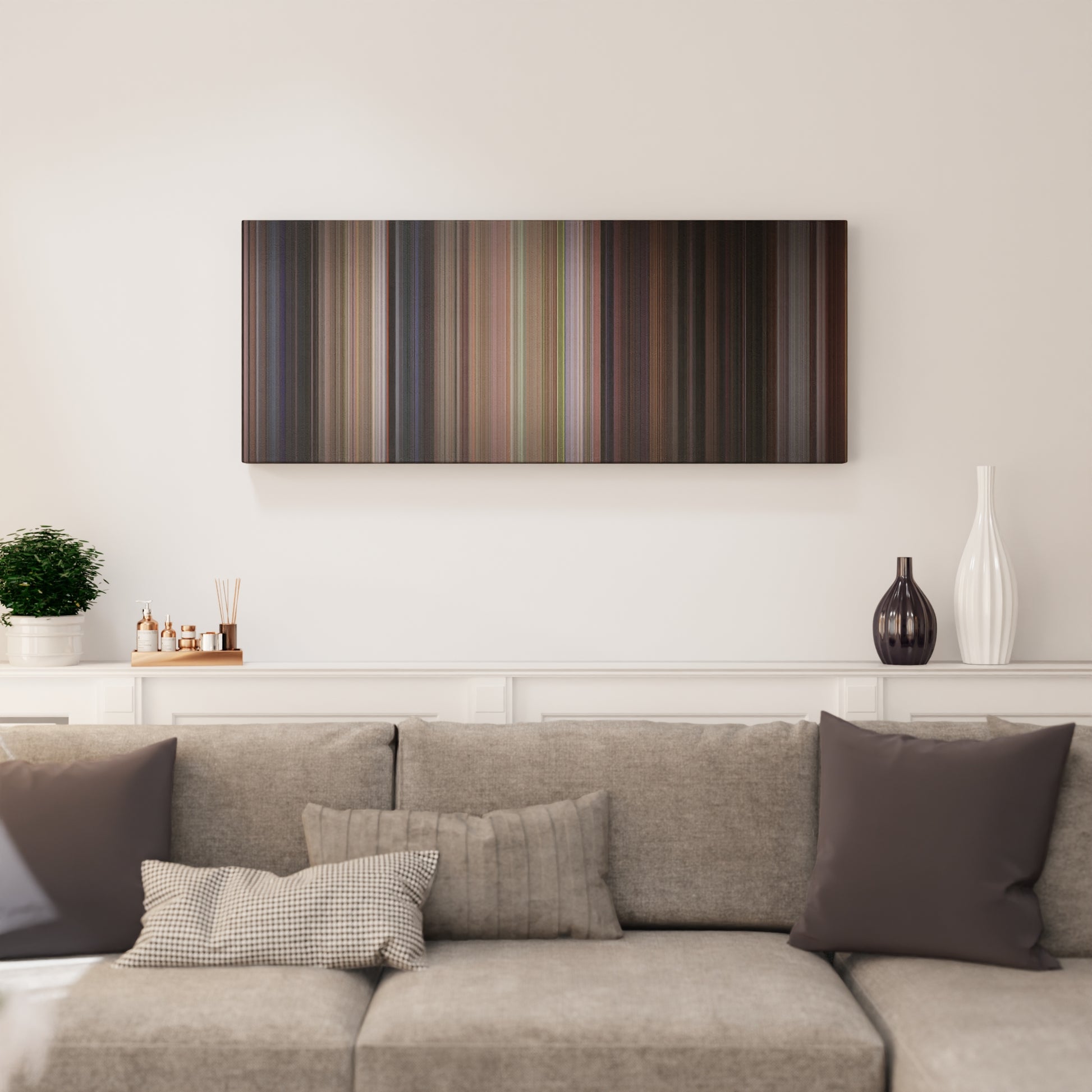 Living room interior with Scream Frome on the wall