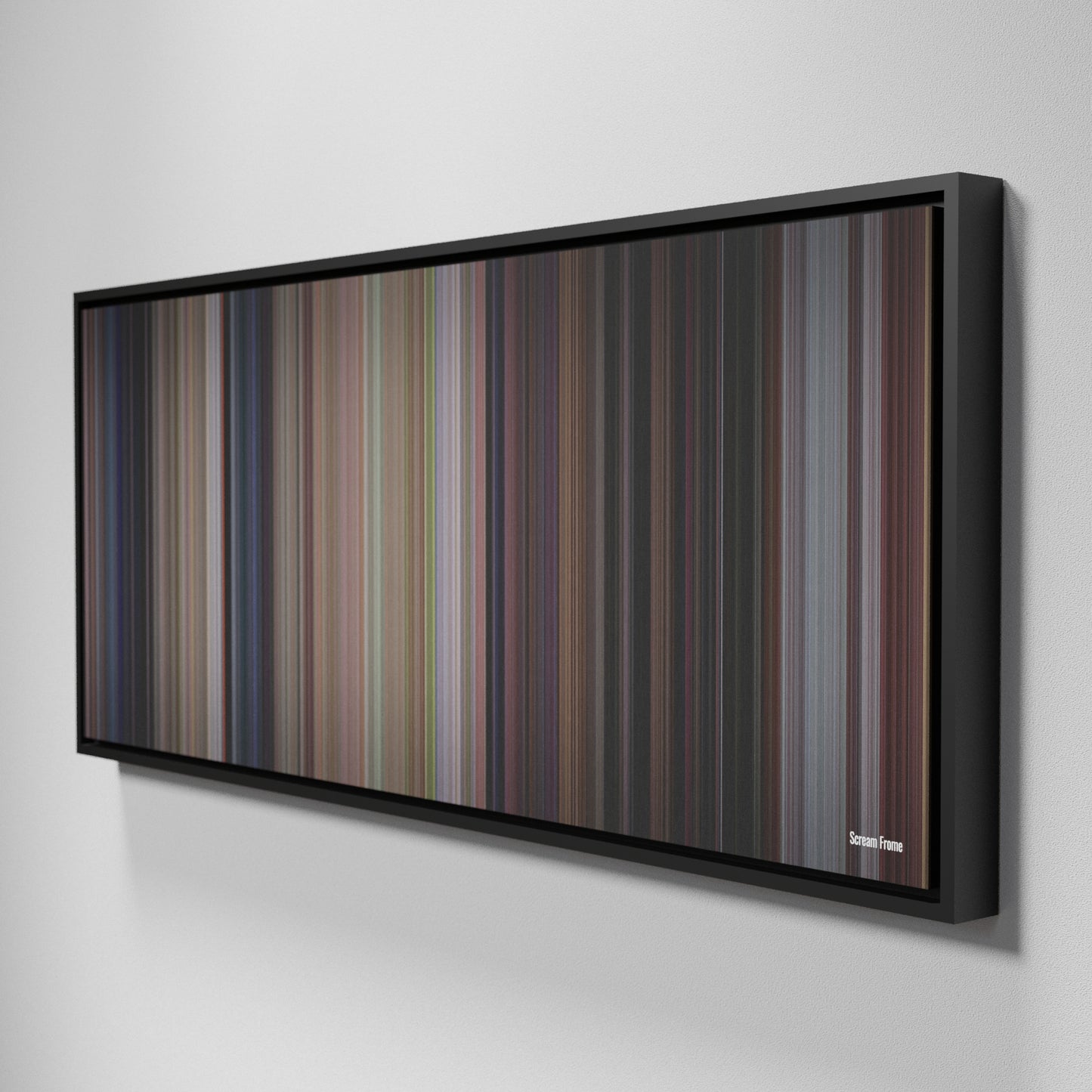 Side view of Framed Buff's of Scream Frome on the wall