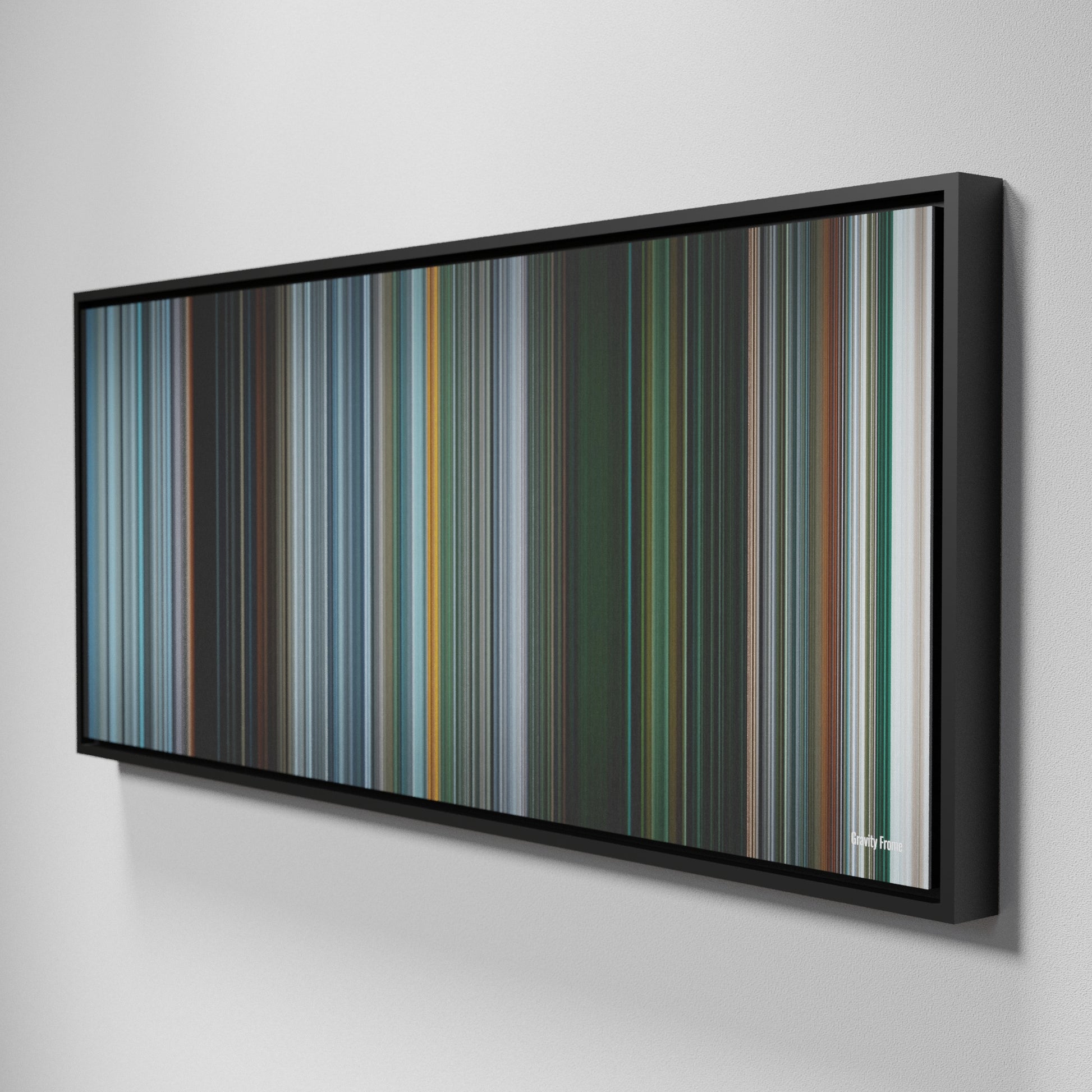 Side view of Framed Buff's of Gravity Frome on the wall