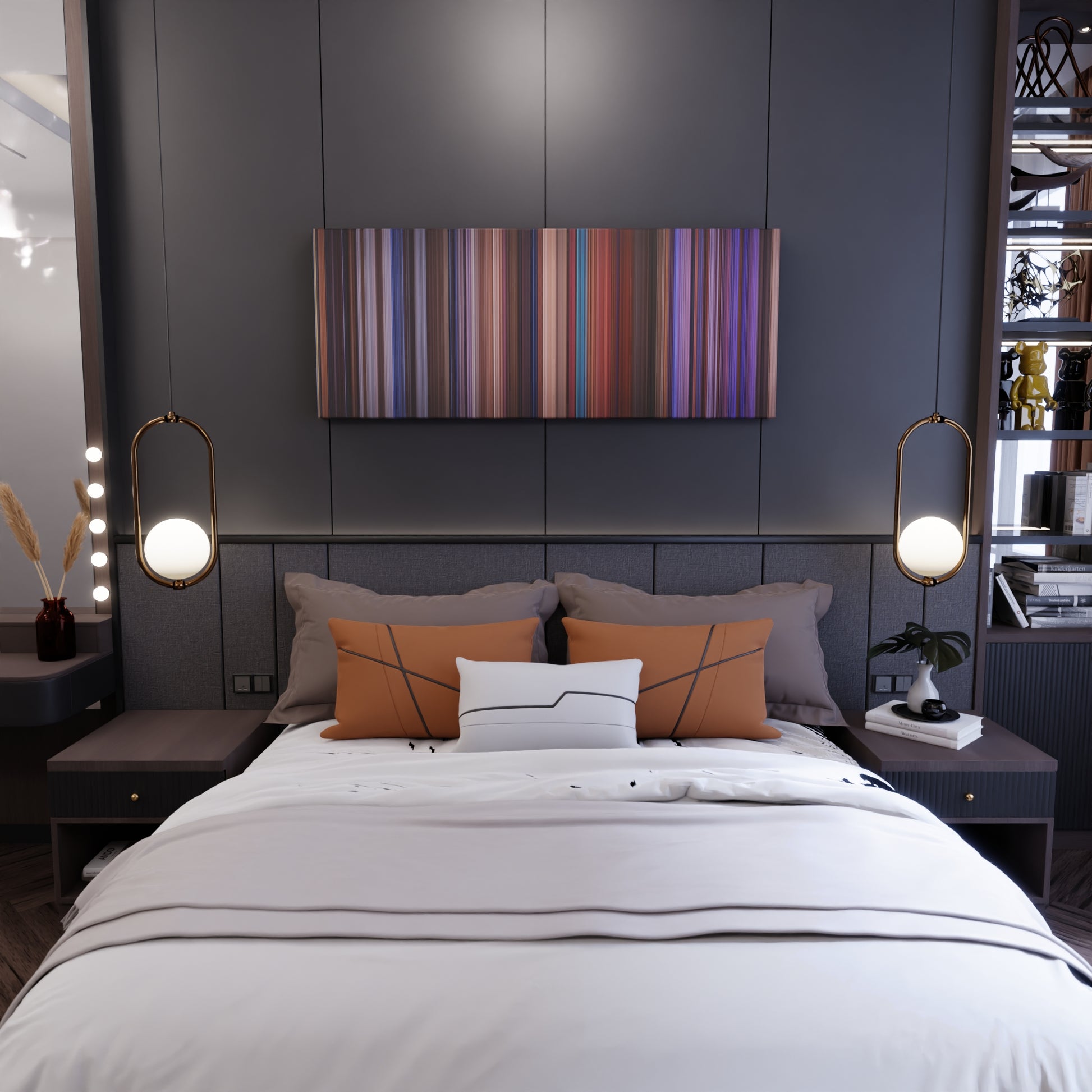 Bedroom interior with Miss Congeniality Frome on the wall