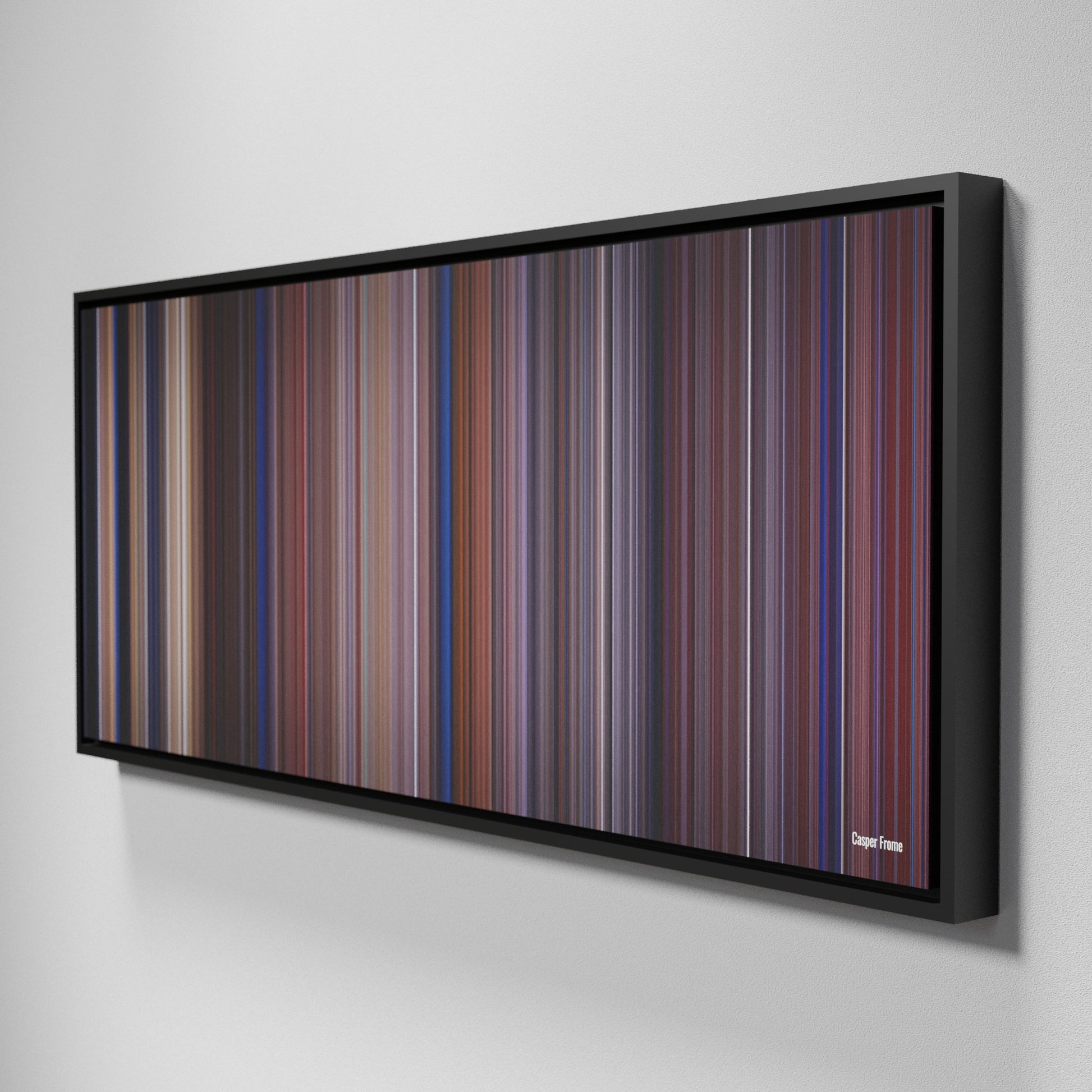 Side view of Framed Buff's of Casper Frome on the wall