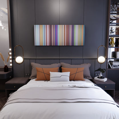 Bedroom interior with The Peanuts Movie Frome on the wall