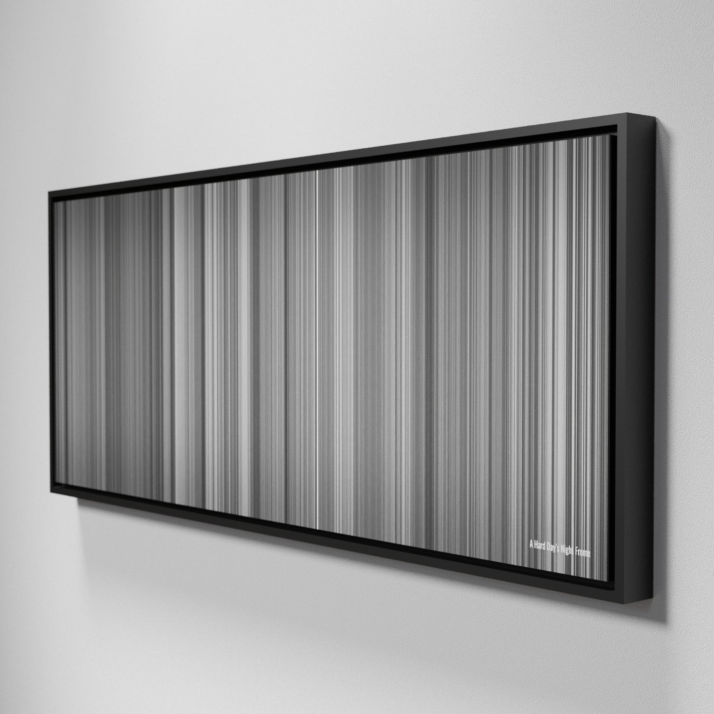 Side view of Framed Buff's of A Hard Day's Night Frome on the wall