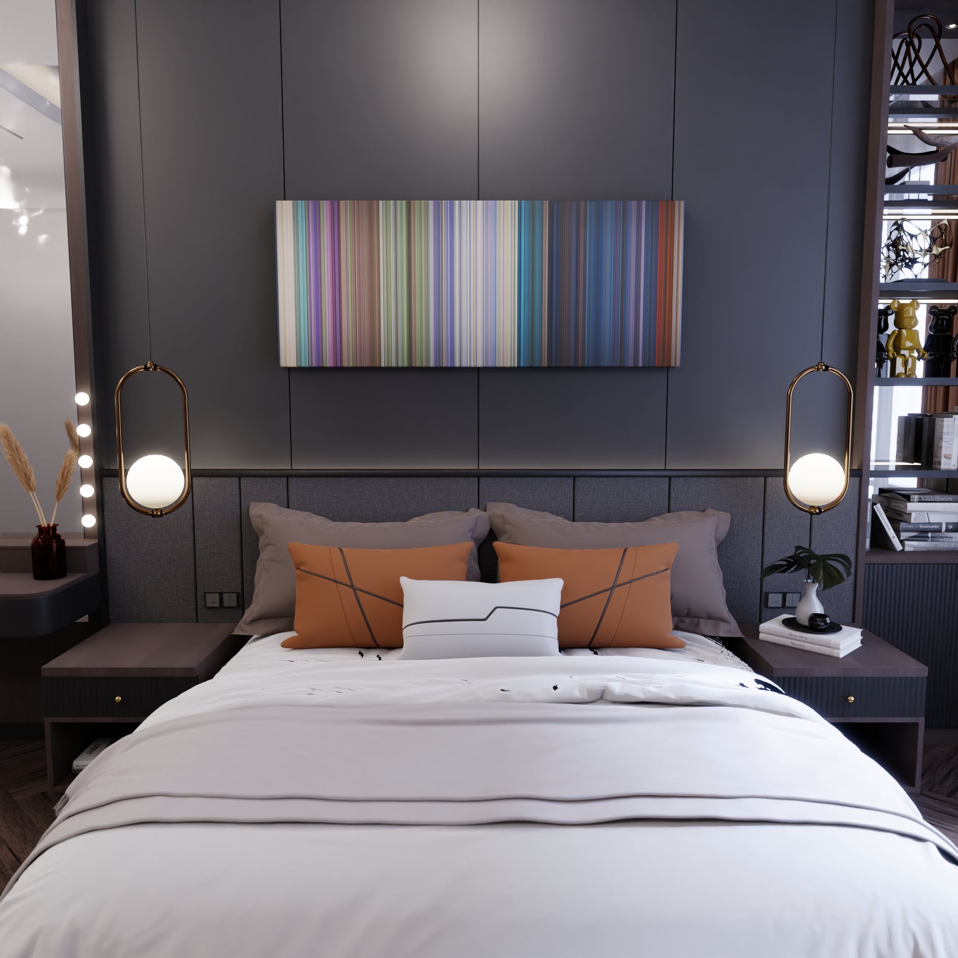 Bedroom interior with Robin Hood Frome on the wall