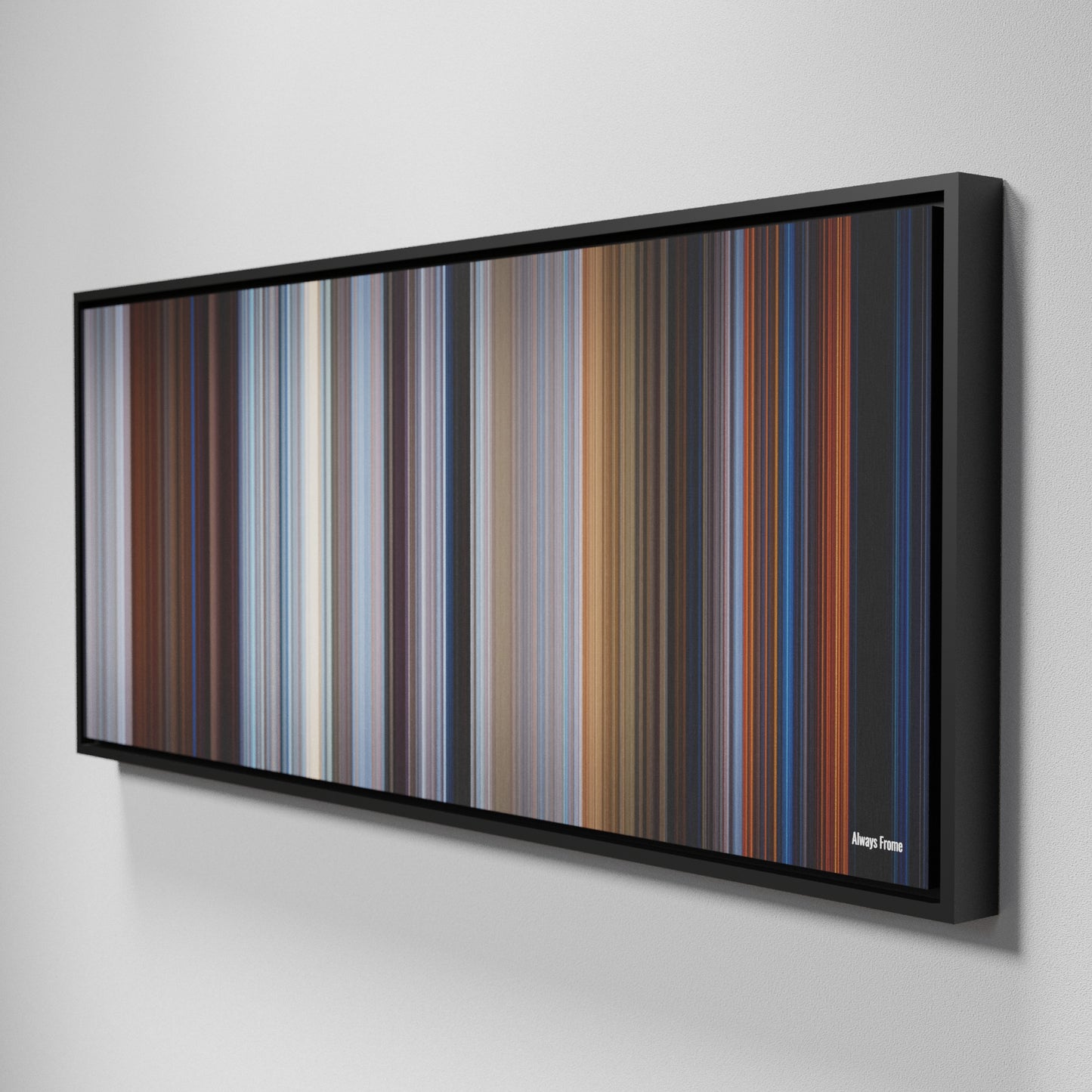 Side view of Framed Buff's of Always Frome on the wall