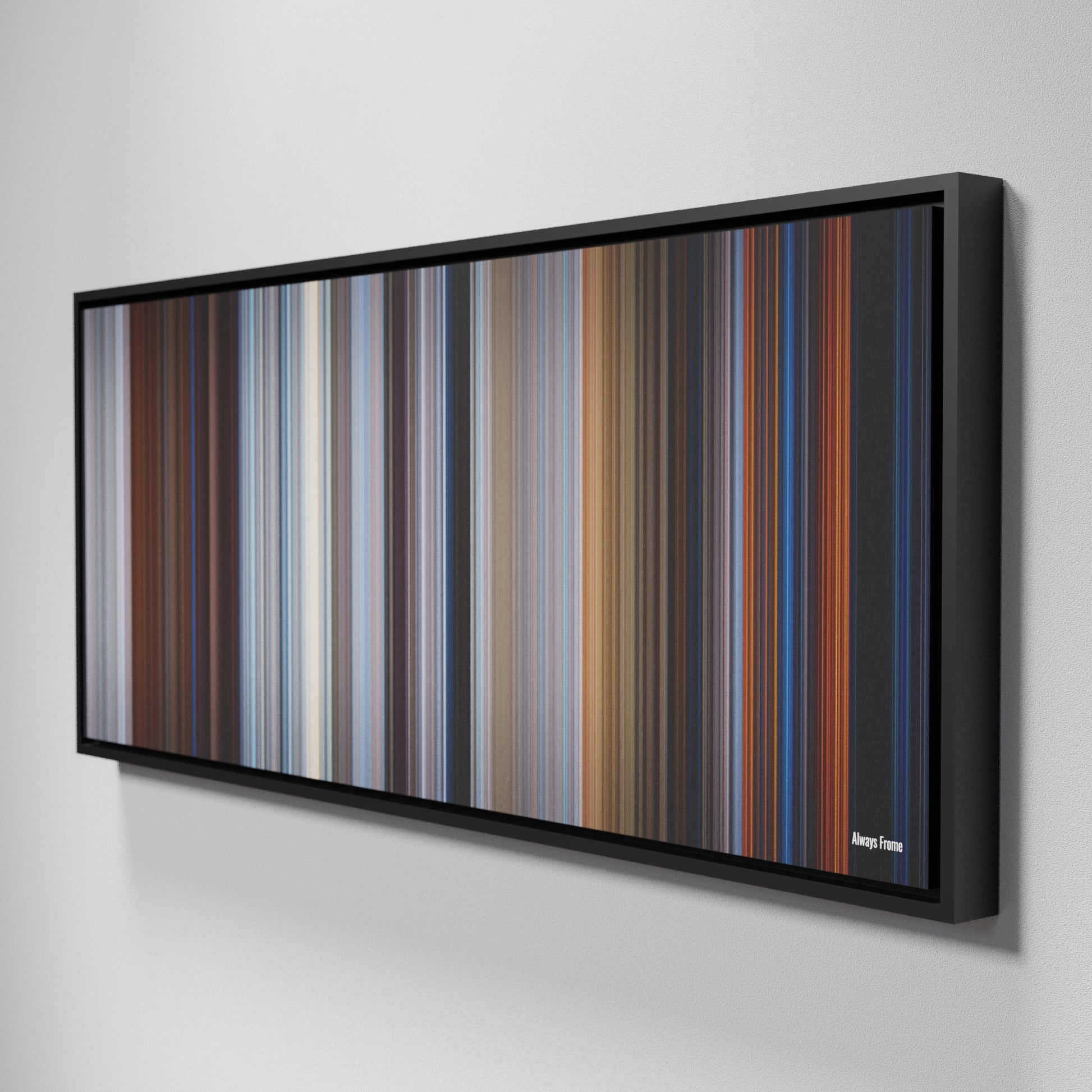 Side view of Framed Buff's of Always Frome on the wall