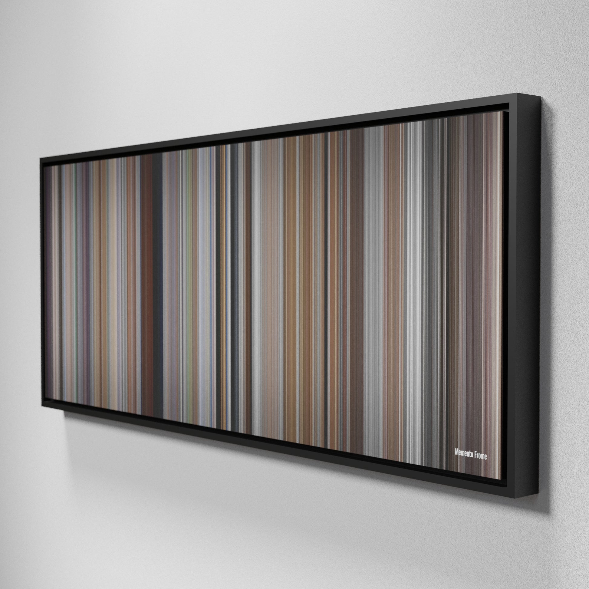 Side view of Framed Buff's of Memento Frome on the wall