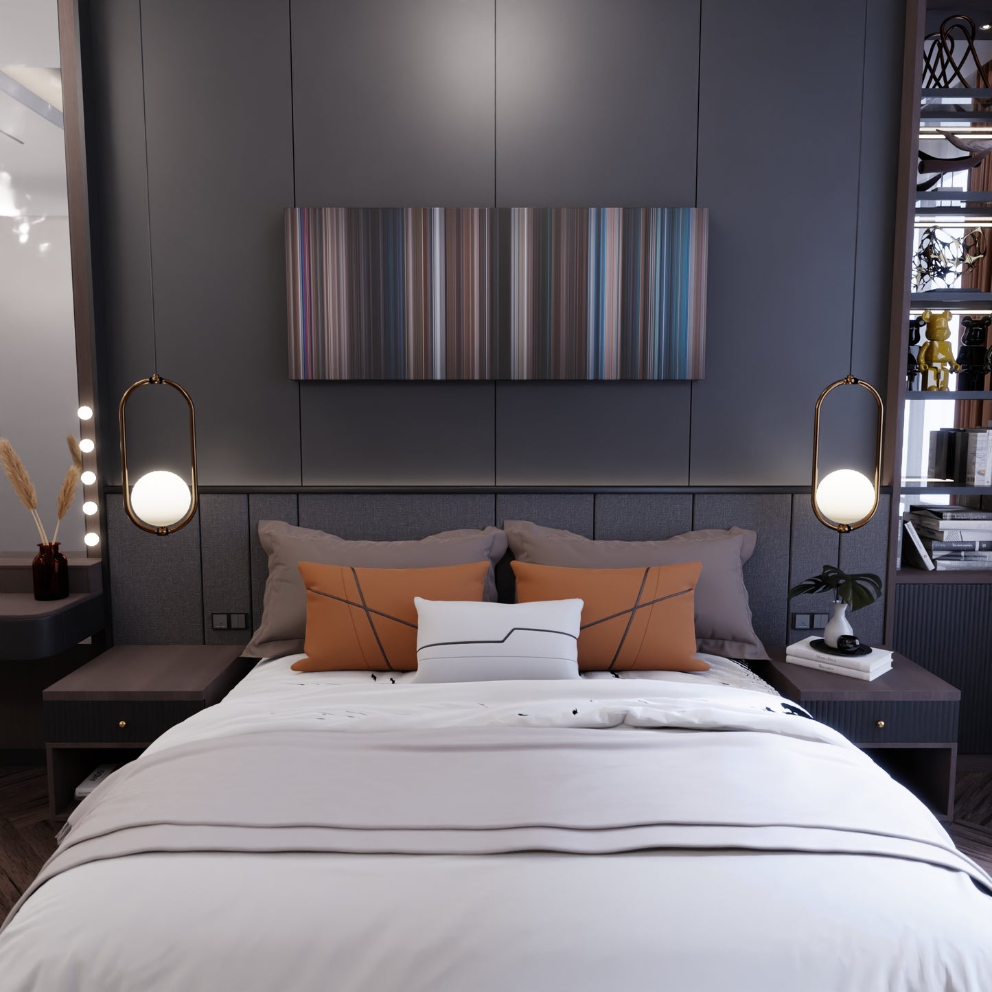 Bedroom interior with Thunderball Frome on the wall