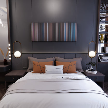 Bedroom interior with Thunderball Frome on the wall