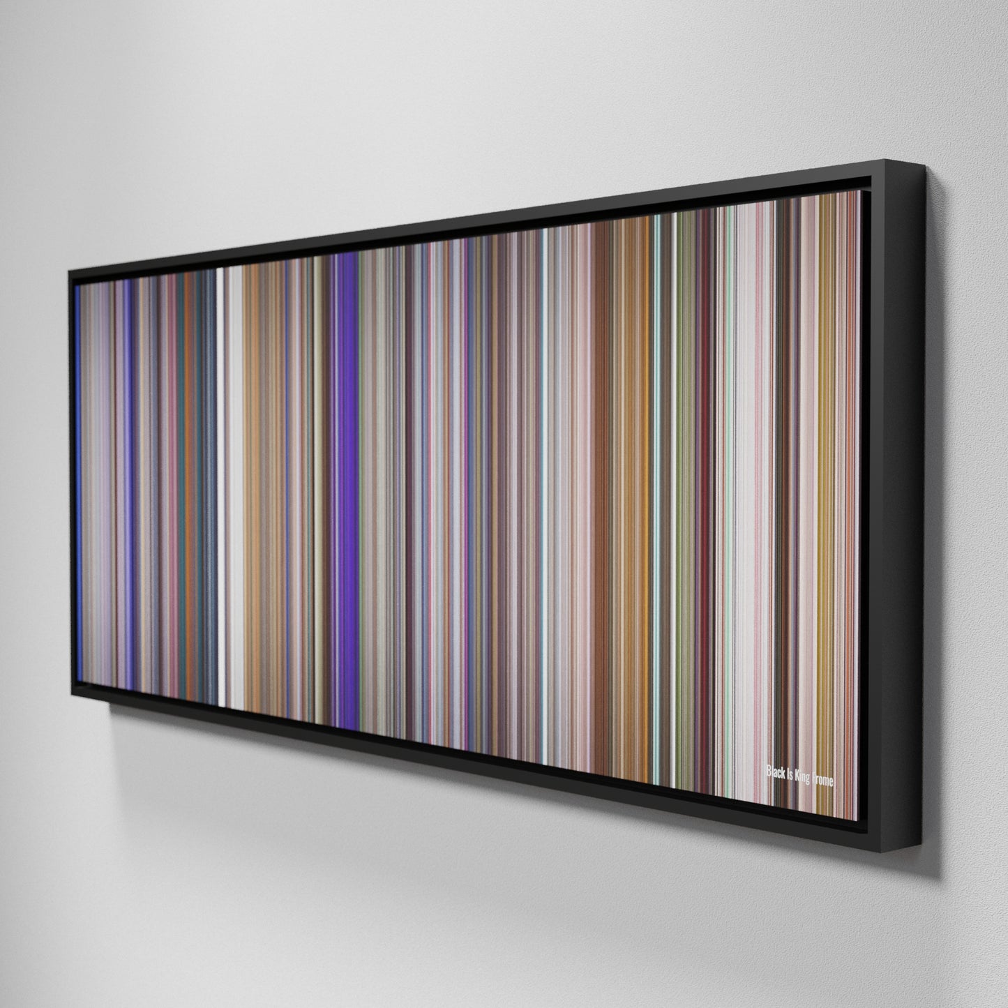 Side view of Framed Buff's of Black Is King Frome on the wall