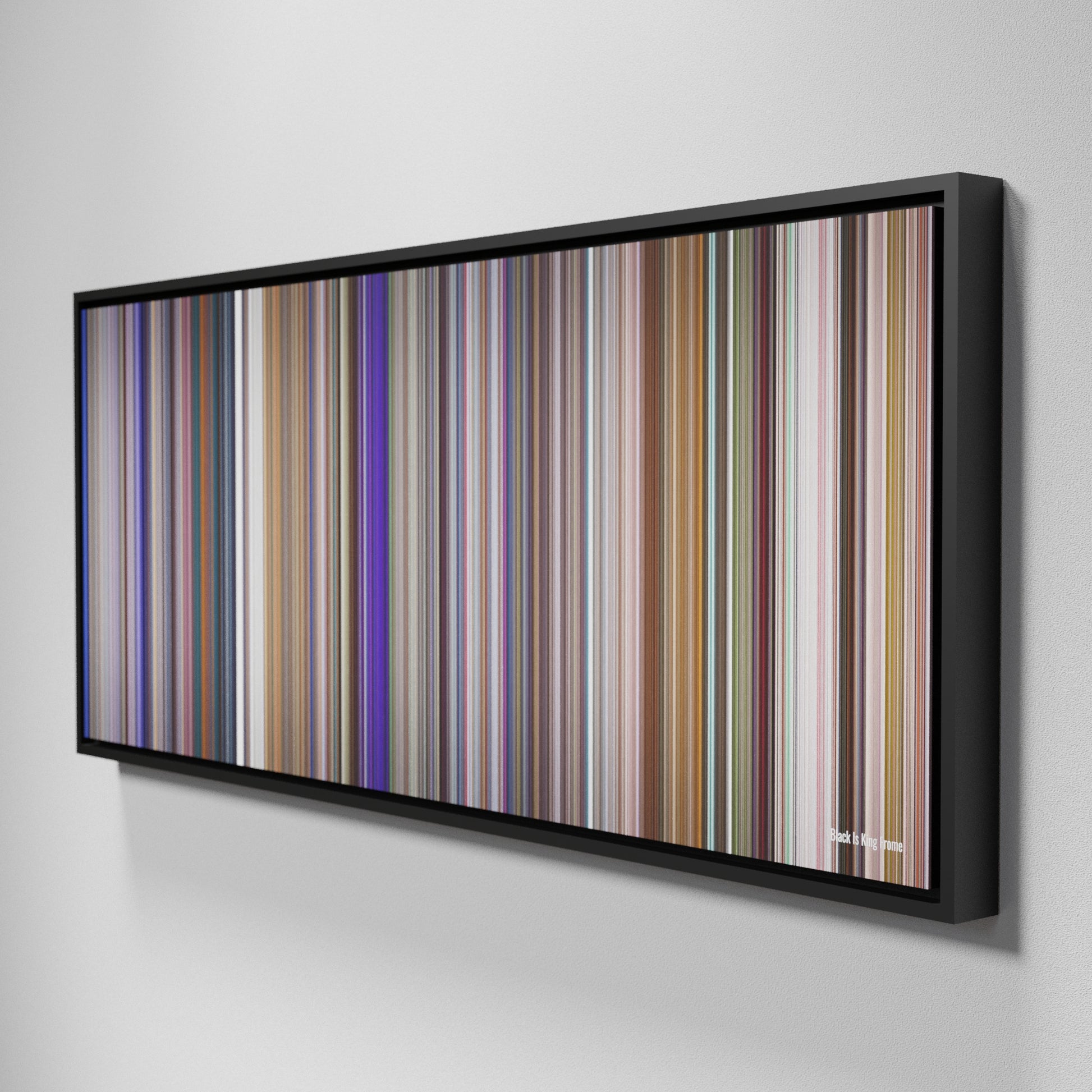 Side view of Framed Buff's of Black Is King Frome on the wall