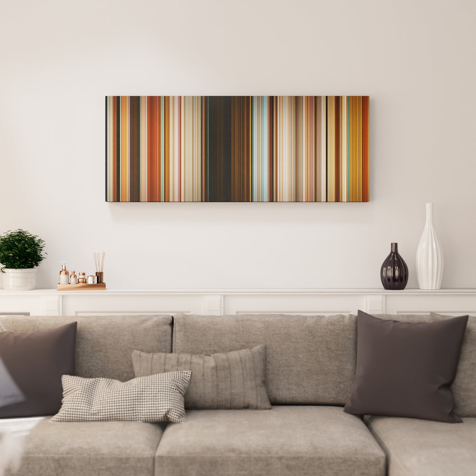 Living room interior with Revenge Frome on the wall