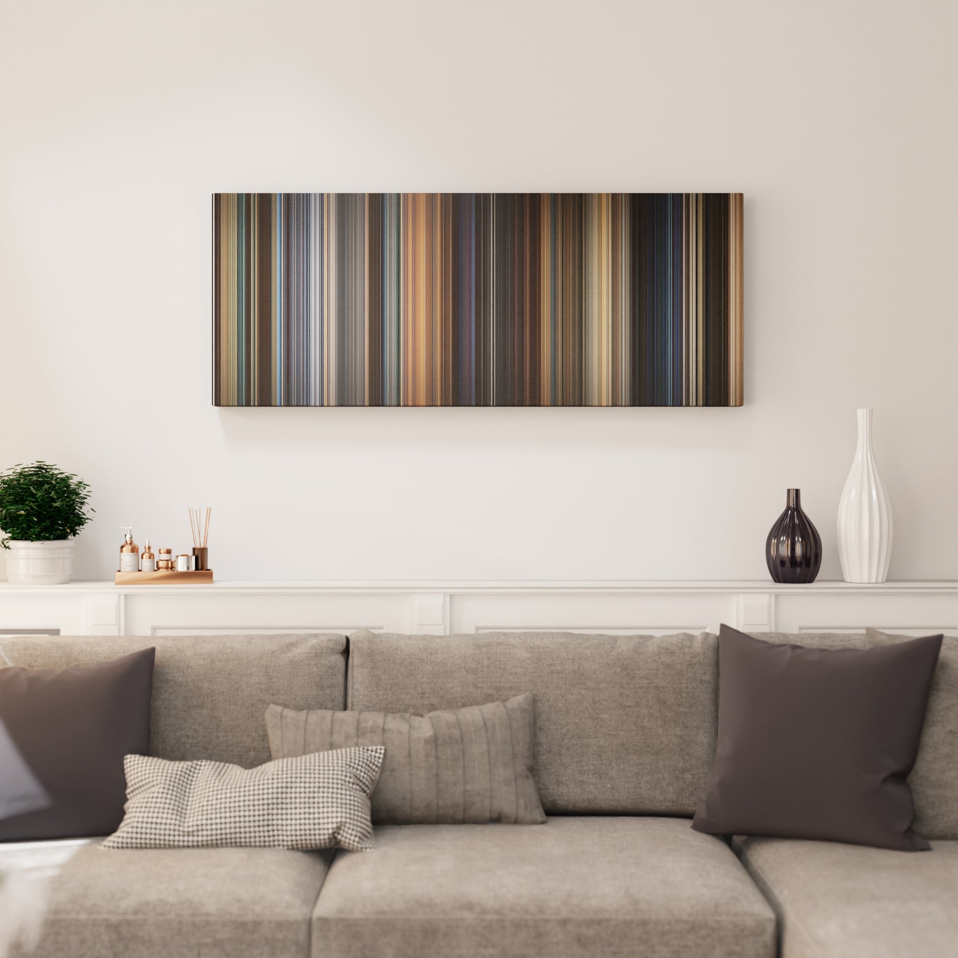 Living room interior with Now You See Me Frome on the wall