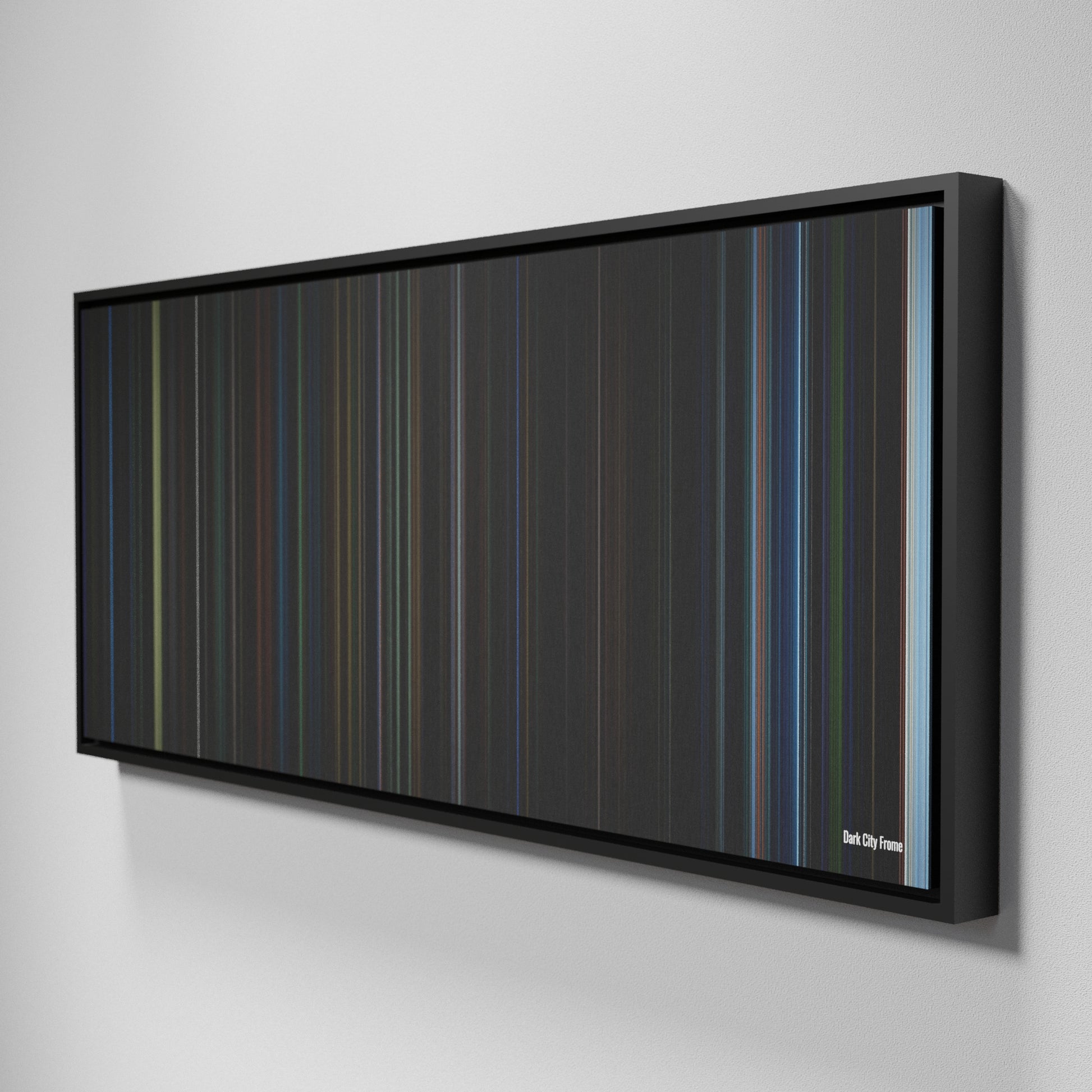 Side view of Framed Buff's of Dark City Frome on the wall