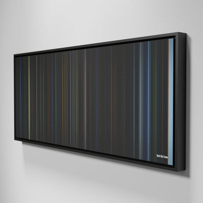 Side view of Framed Buff's of Dark City Frome on the wall