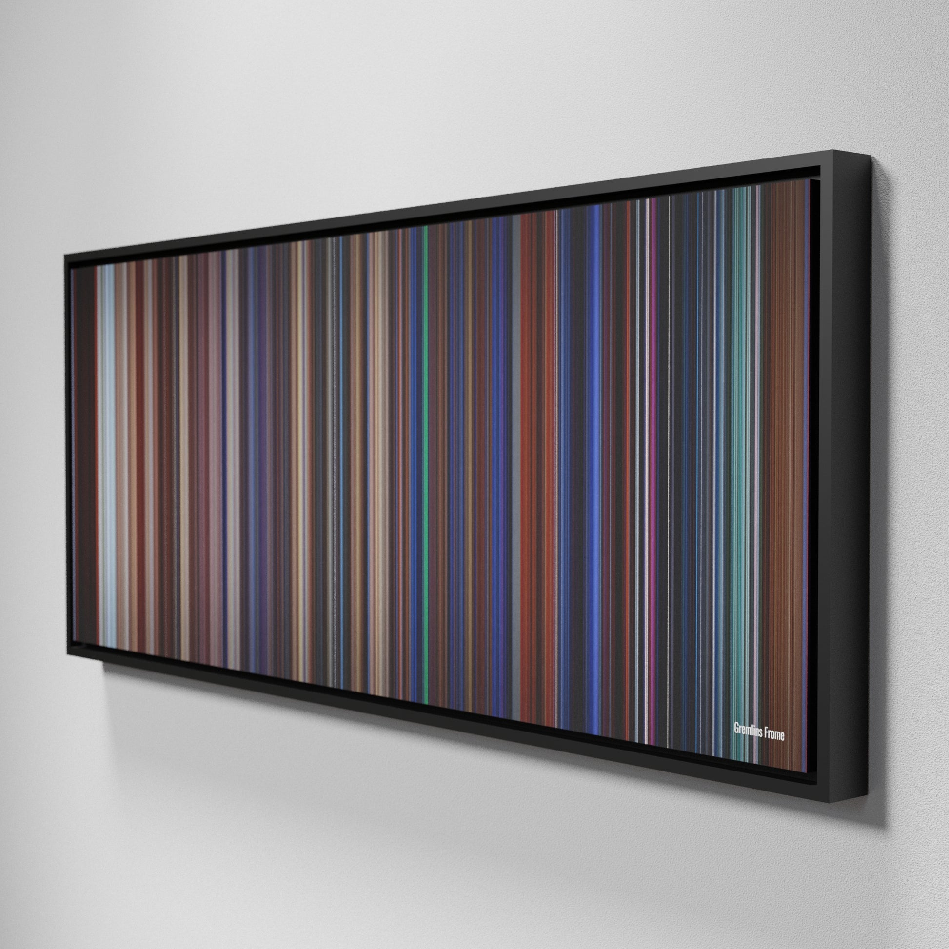 Side view of Framed Buff's of Gremlins Frome on the wall