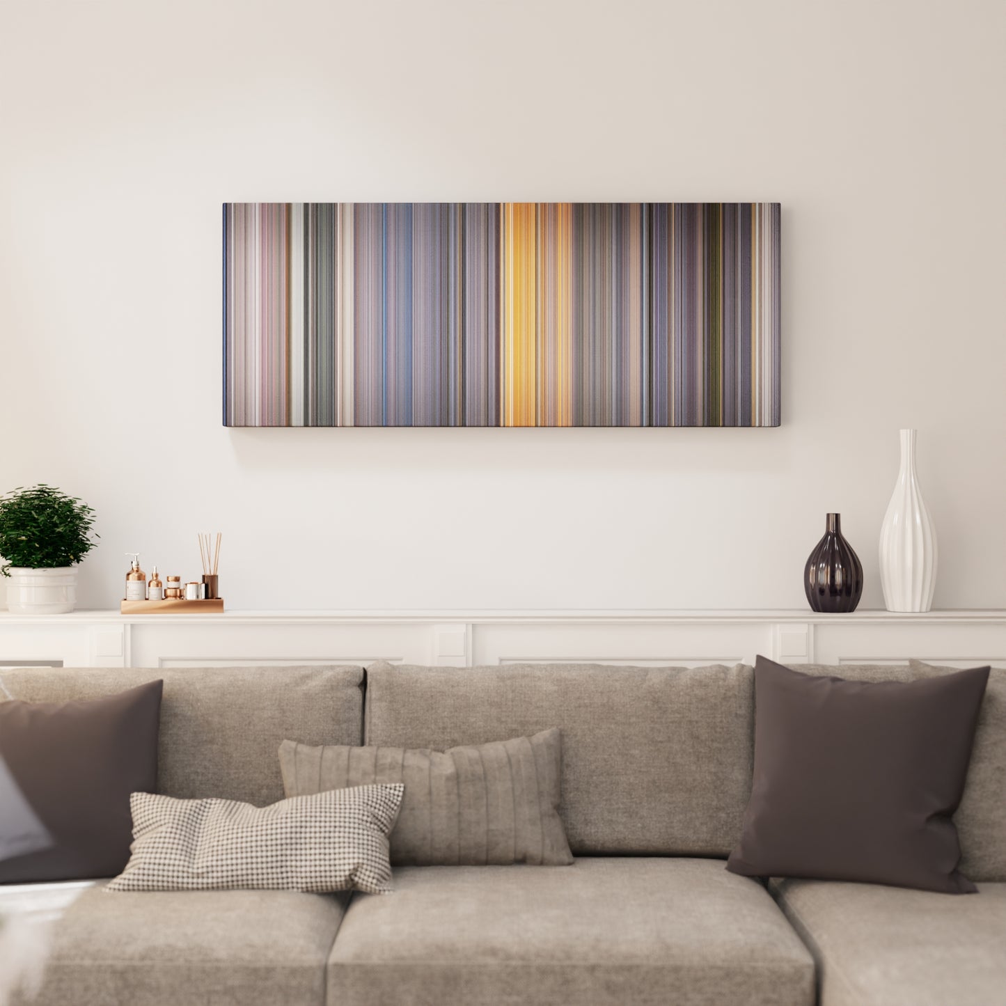 Living room interior with Galaxy Quest Frome on the wall