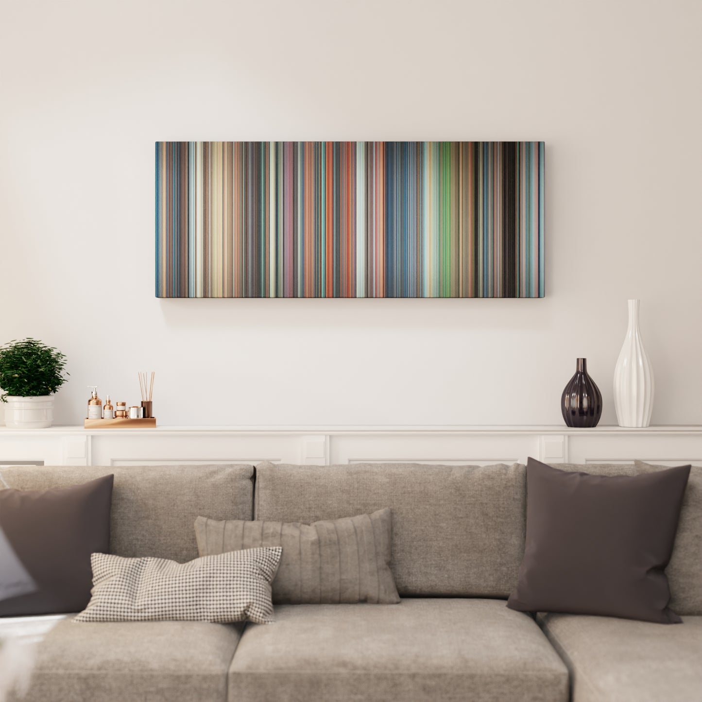 Living room interior with Castle in the Sky Frome on the wall