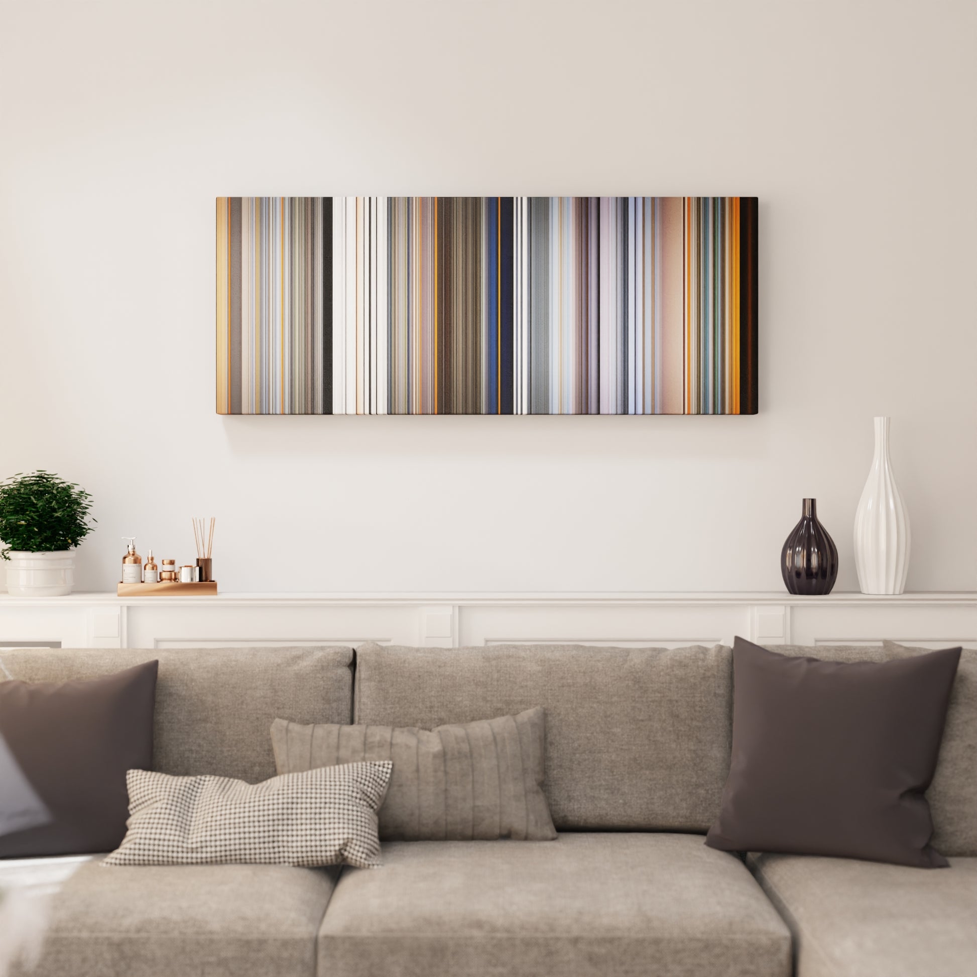 Living room interior with Daft Punk's Electroma Frome on the wall