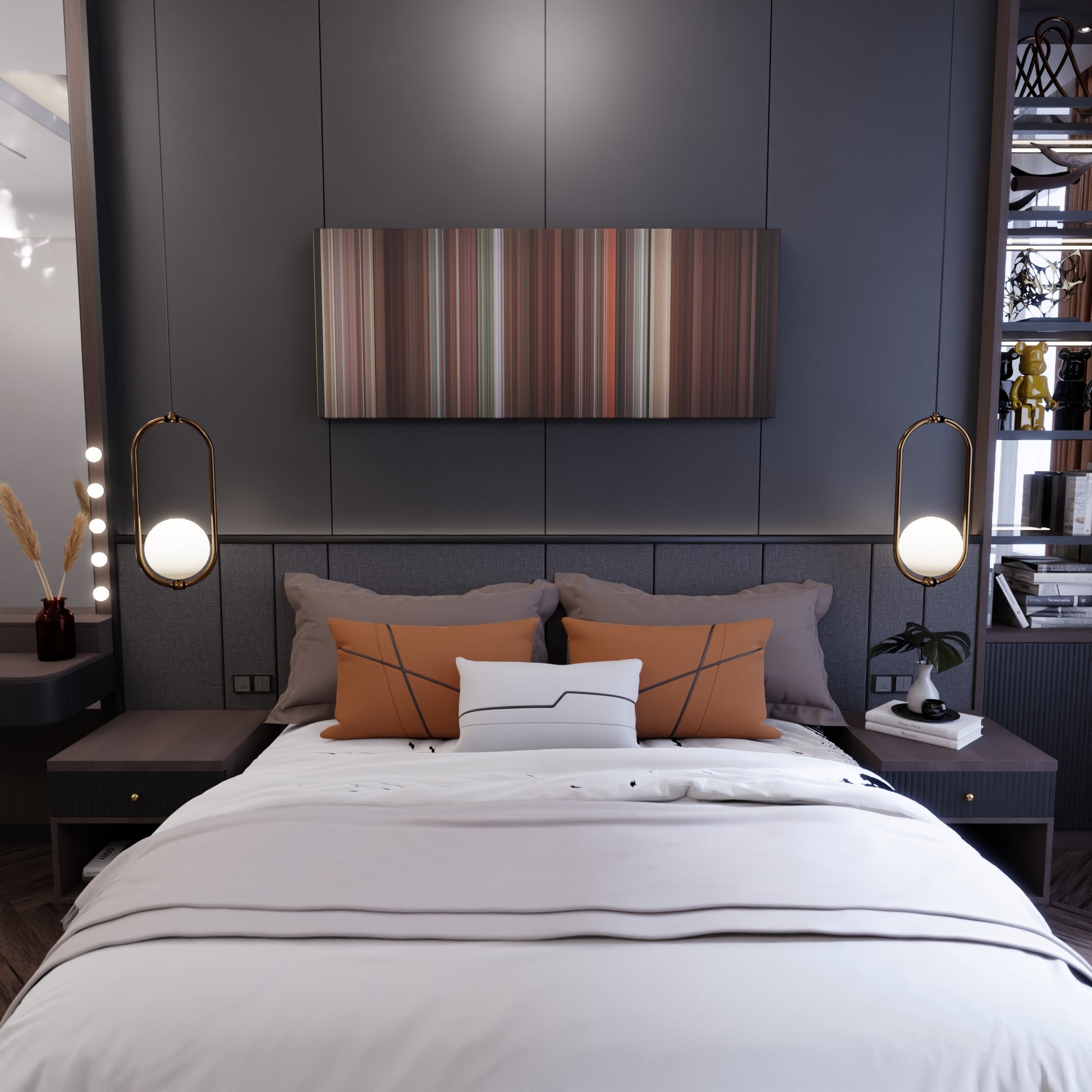 Bedroom interior with Meet Joe Black Frome on the wall